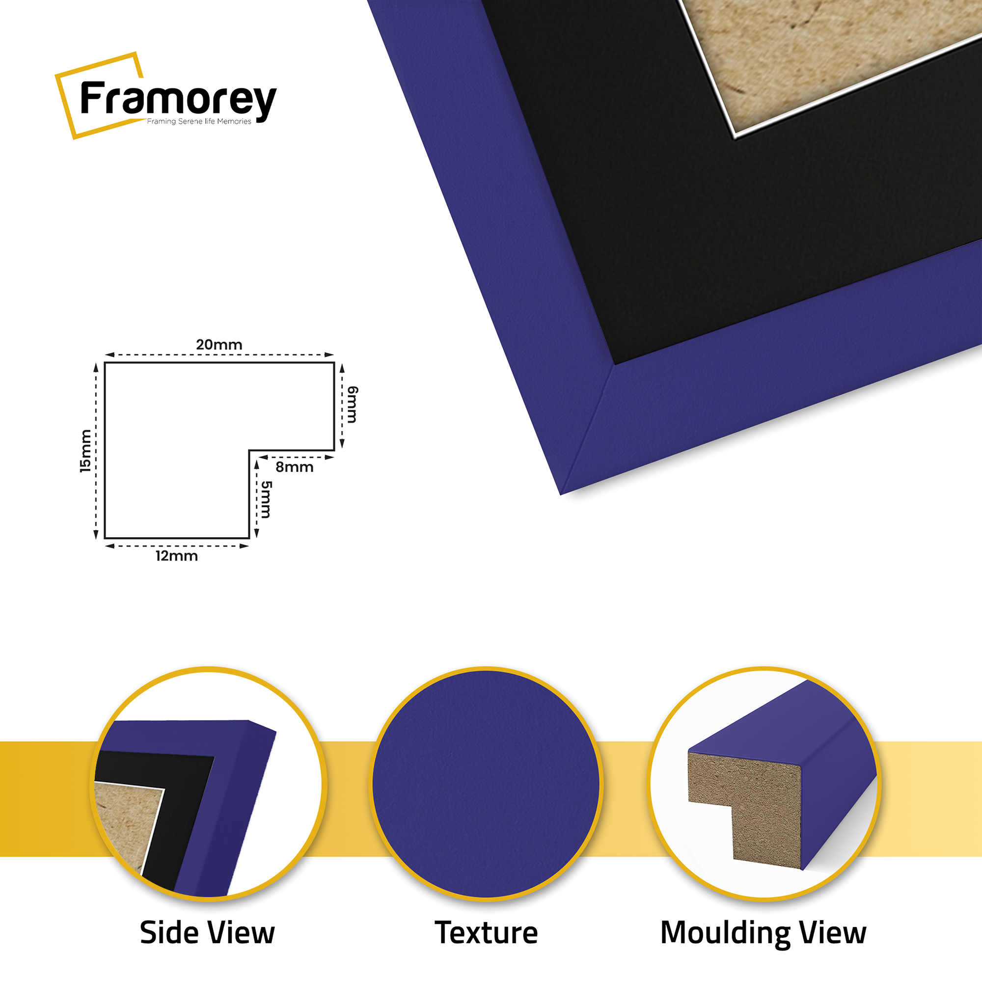 Thin Matt Purple Picture Frame With Black Mount