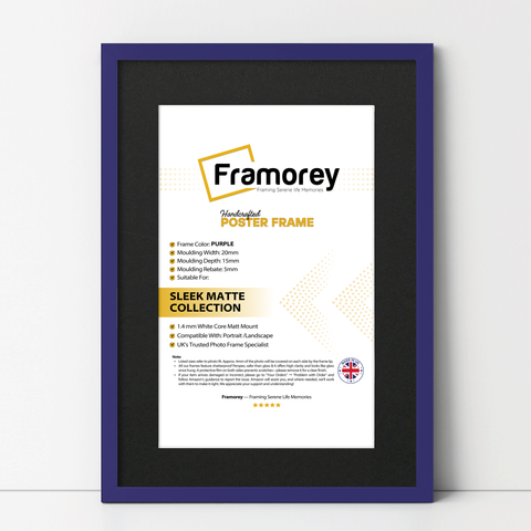Thin Style Purple Picture Frame With Black Mount