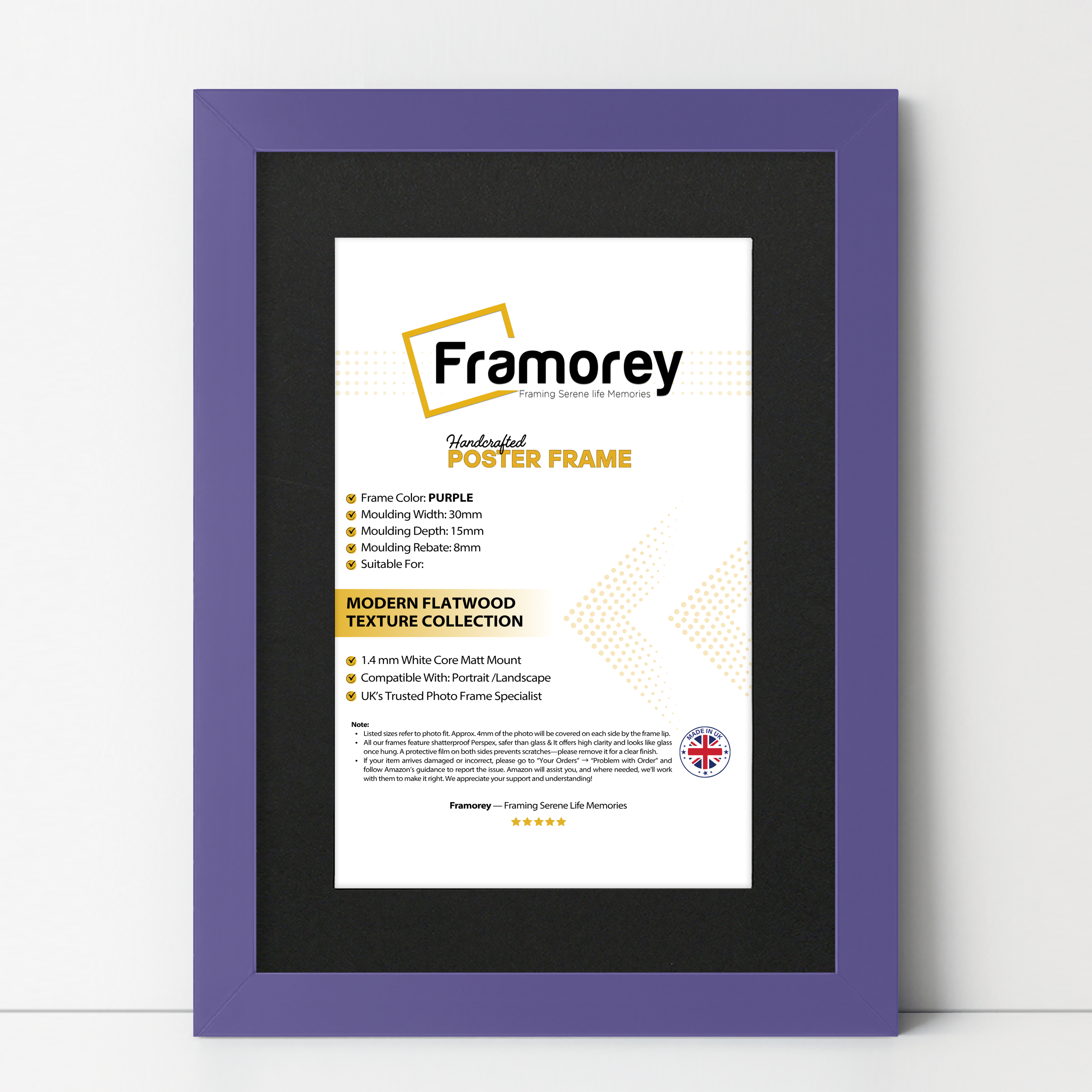 Purple Picture Frame with Black Mount