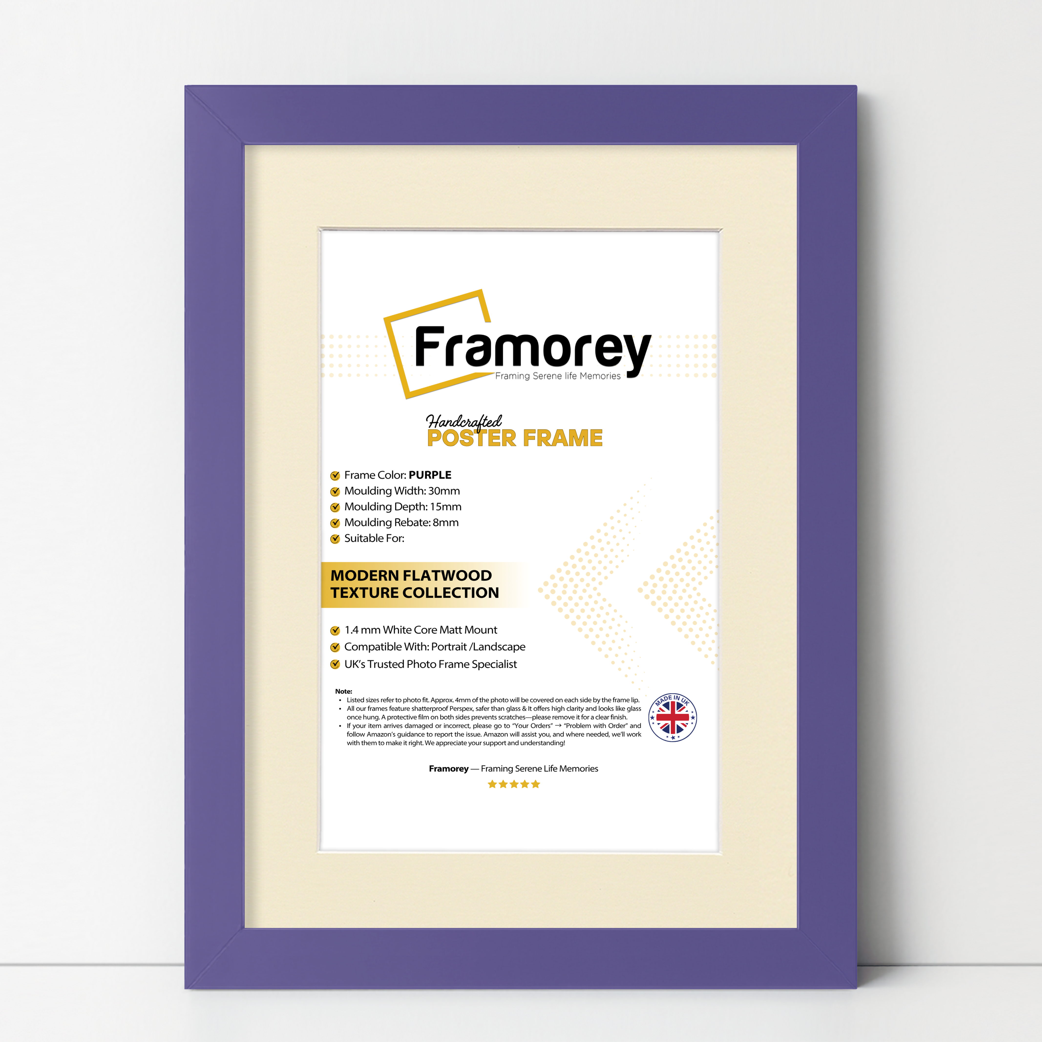 Purple Picture Frame With Ivory Mount