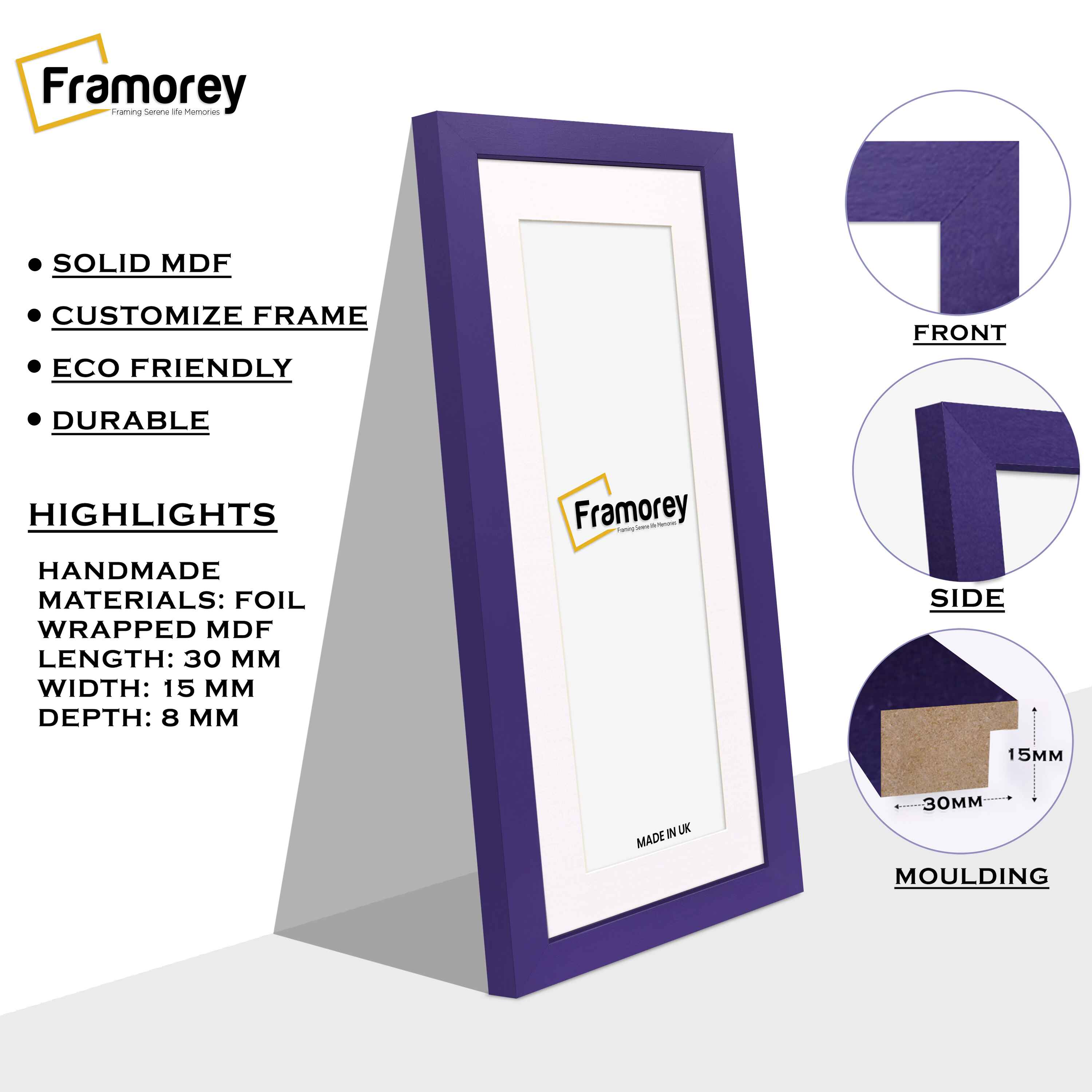Panoramic Purple Picture Frame With White Mount