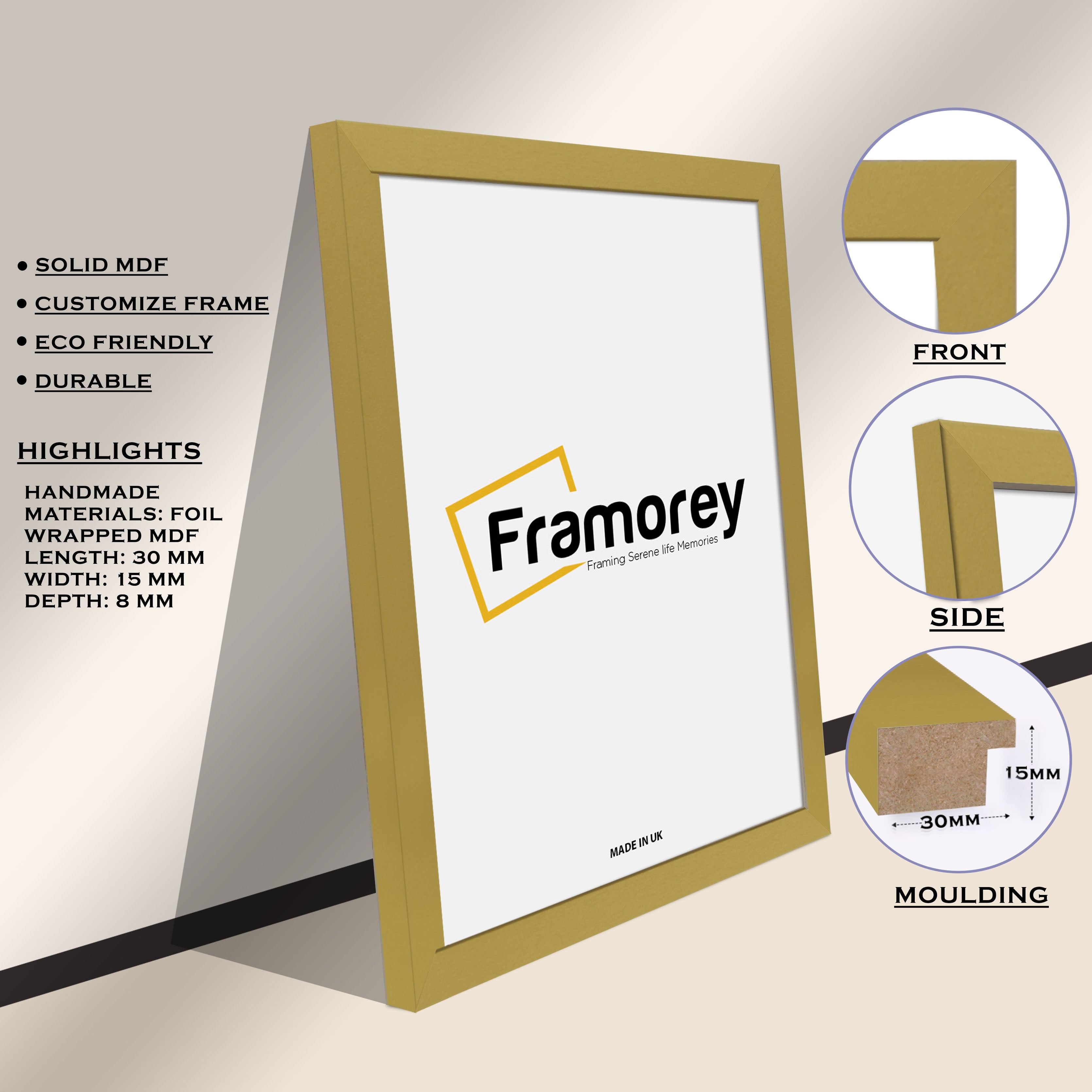 Gold Picture Frame Wall Decor Photo Frames