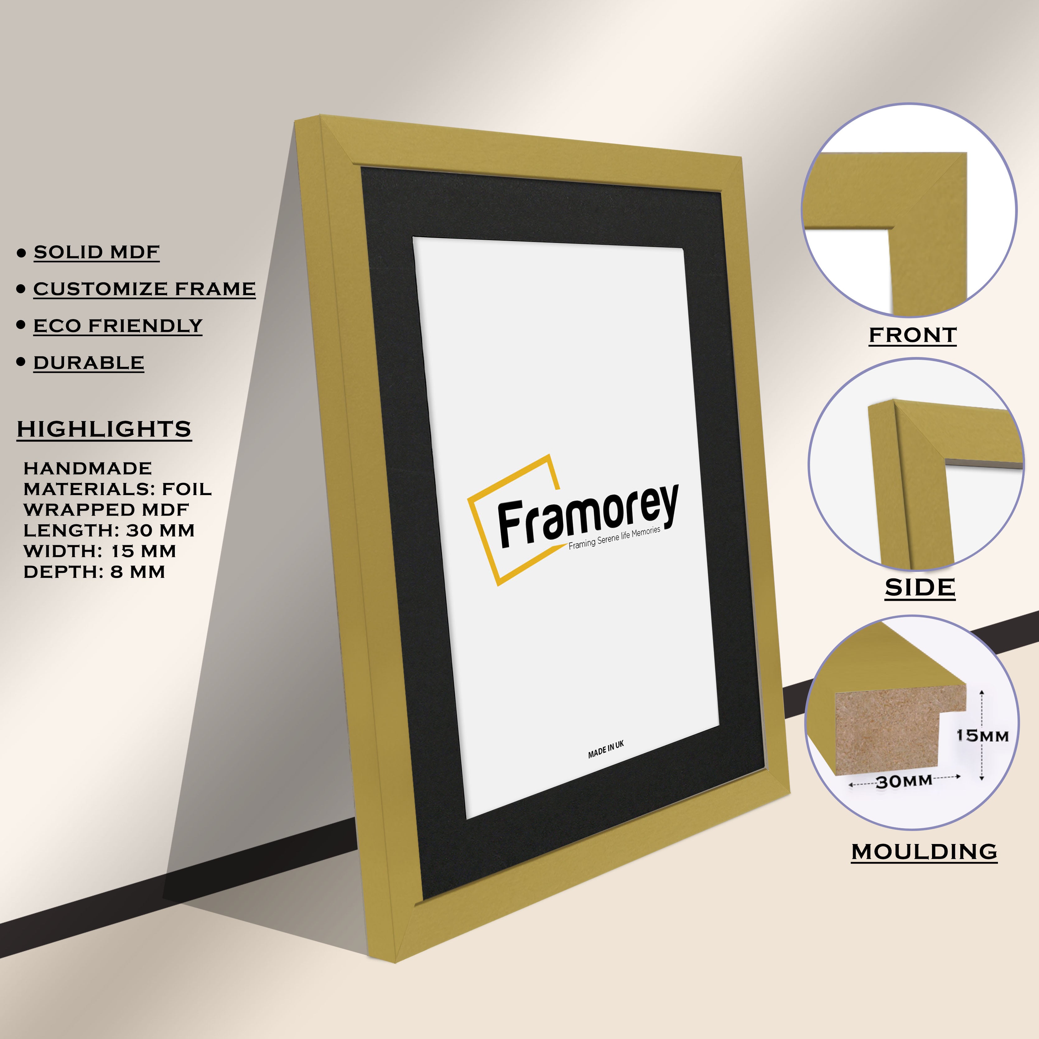 Gold Picture Frame with Black Mount