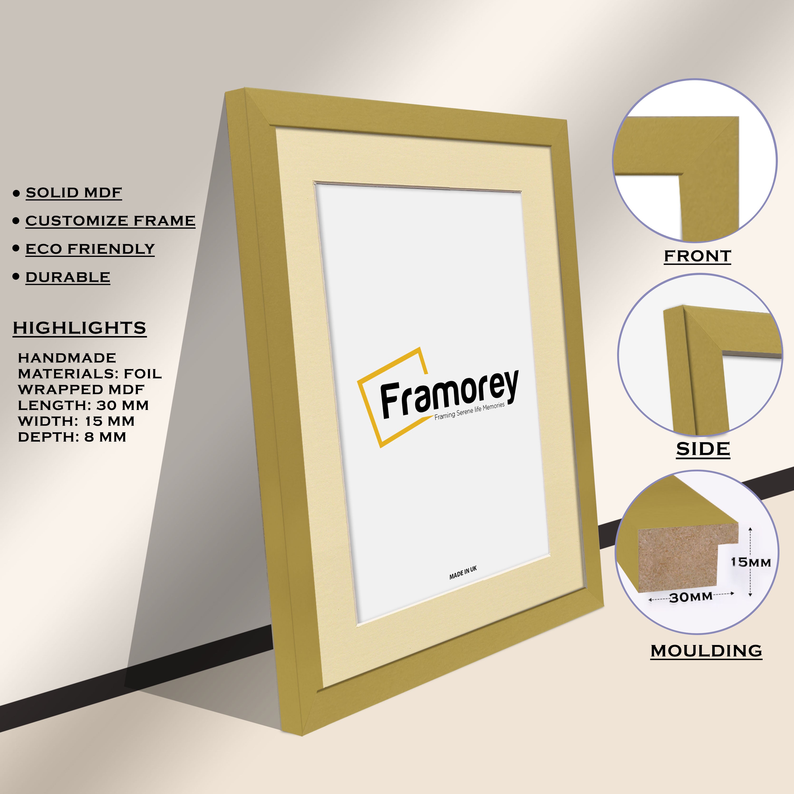Gold Picture Frame With Ivory Mount