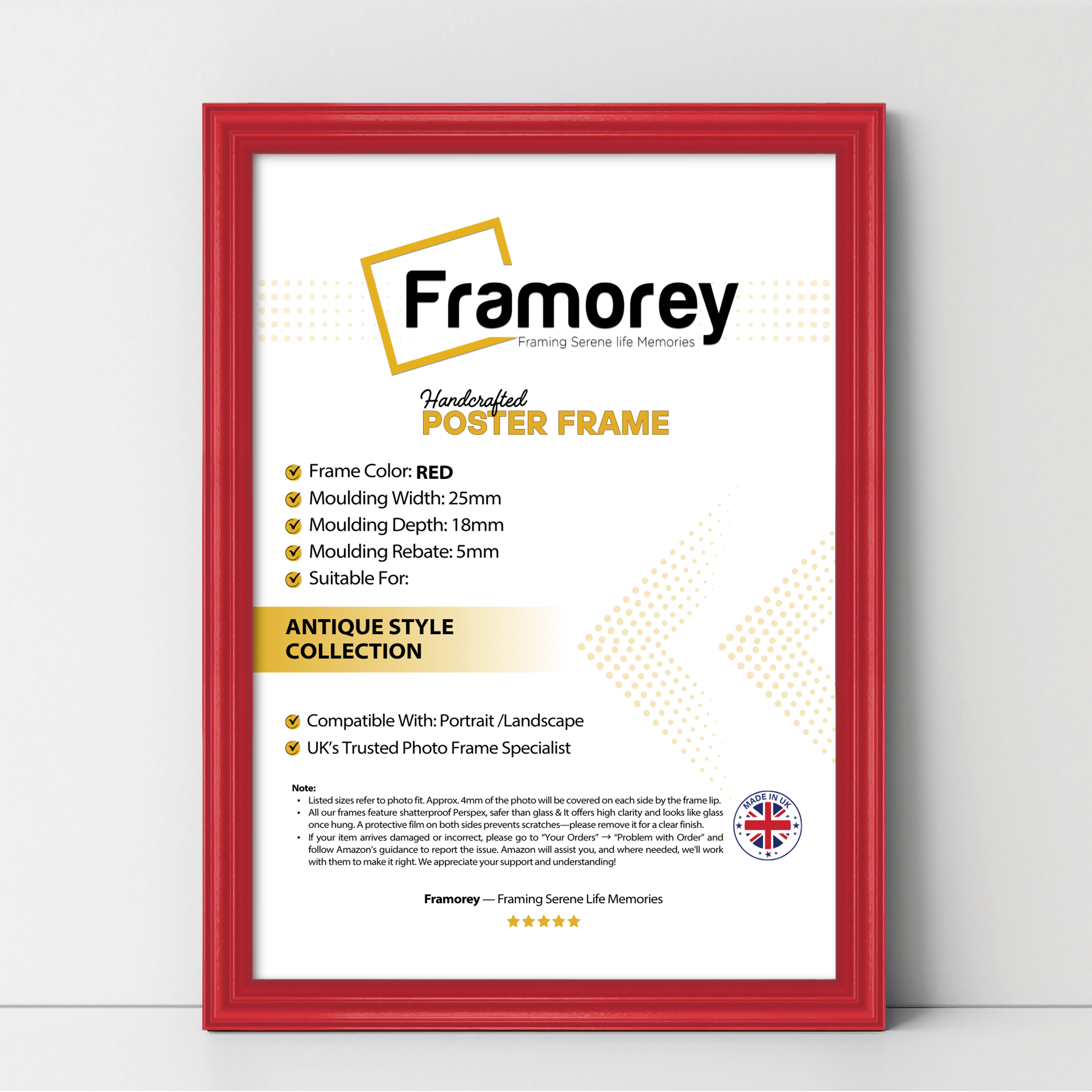 Antique Style Red Picture Frame Wall Art Photo Frame