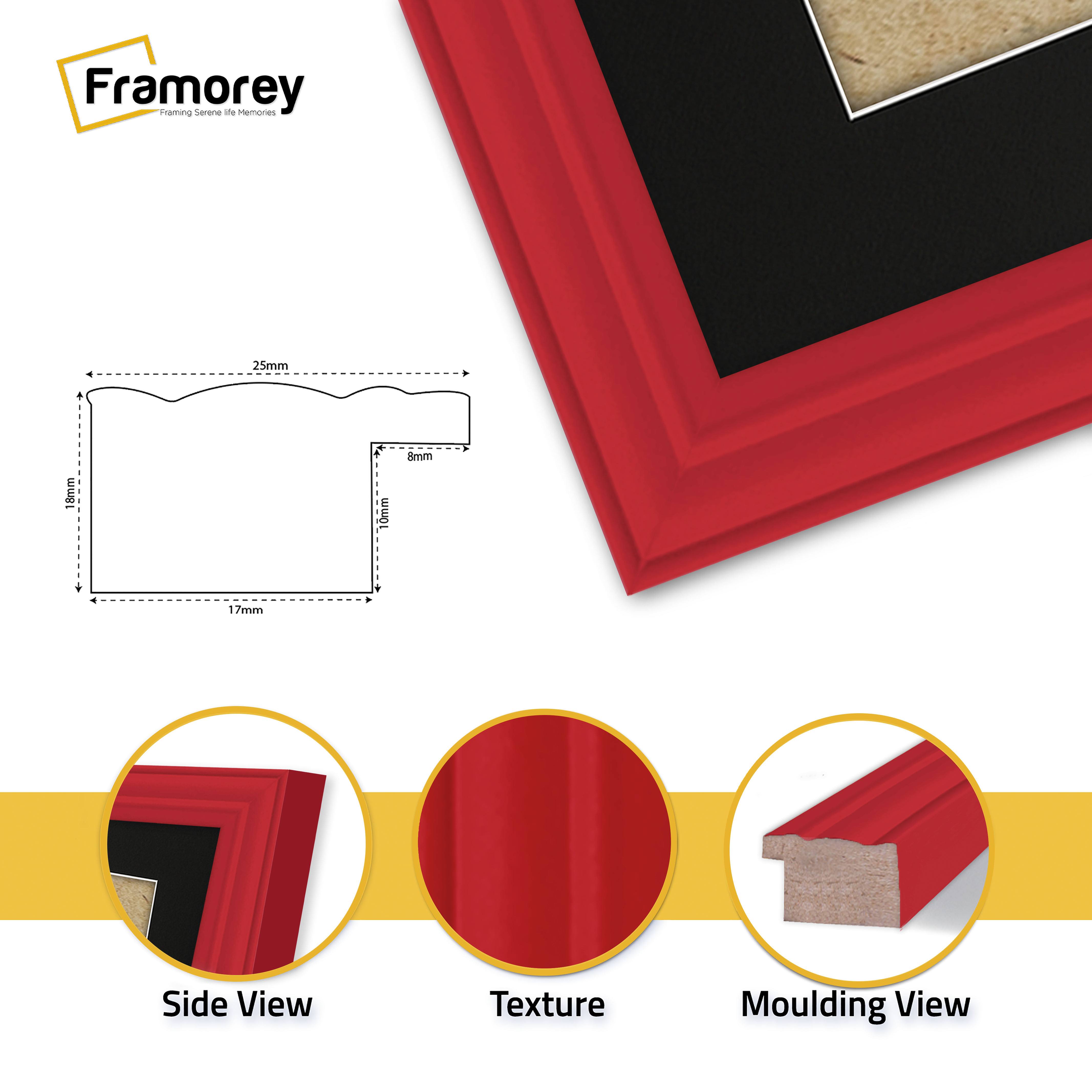 Antique Style Red Picture Frame Wall Art Photo Frame With Black Mount