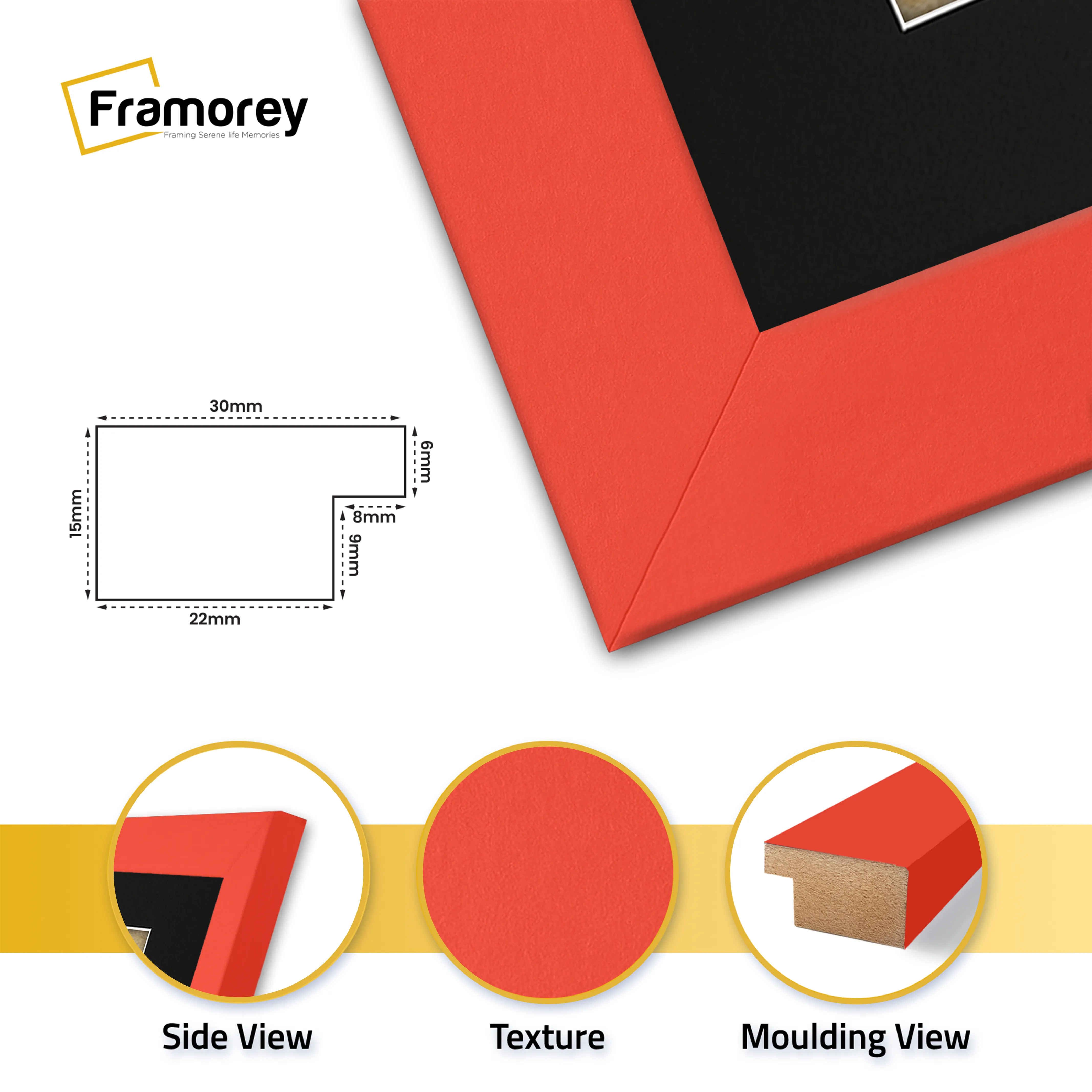 Panoramic Red Picture Frame With Black Mount Wall Decor Frame