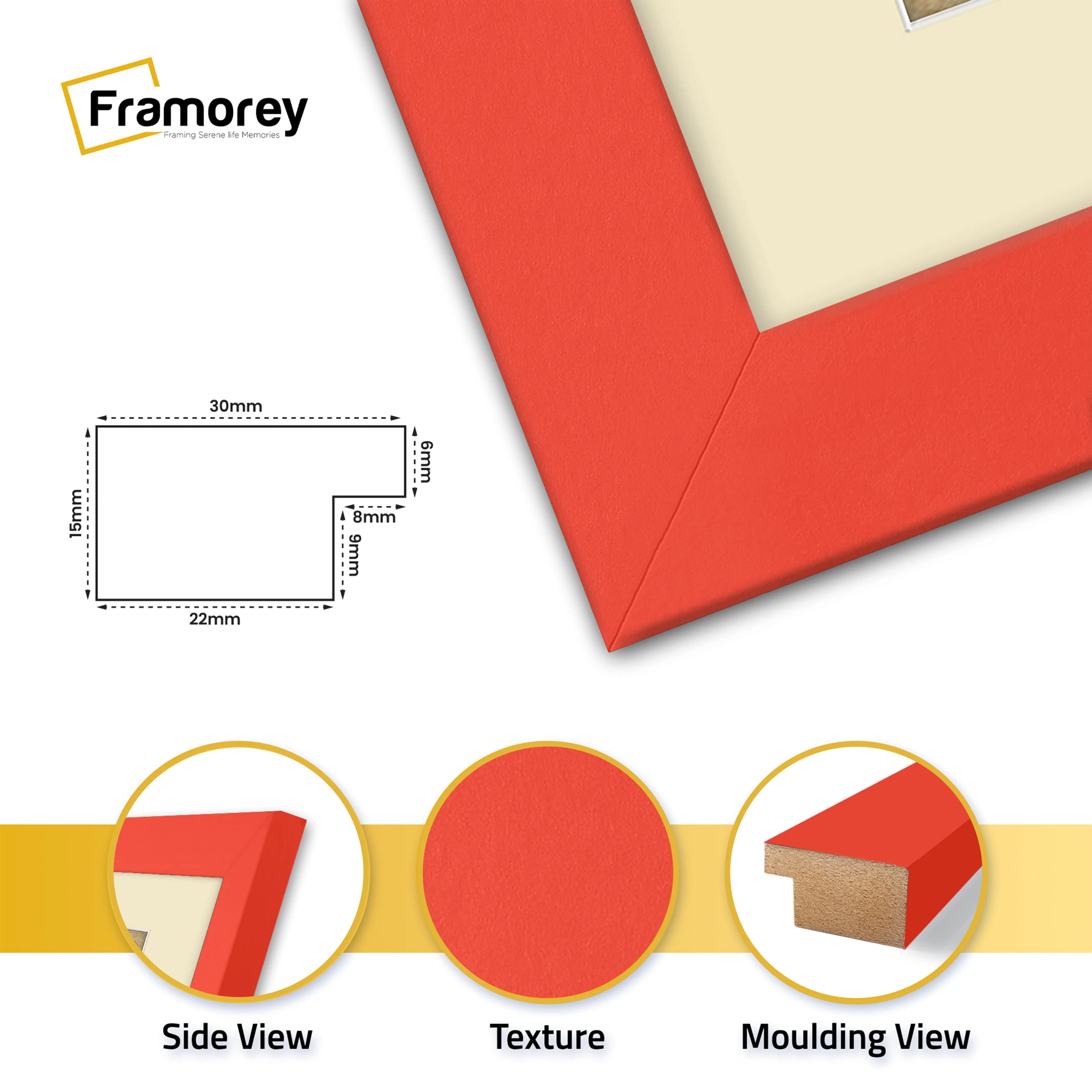 Panoramic Red Picture Frame With Ivory Mount Wall Decor Frame