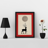 Front View of a Black Frame with Red Bevel Cut Mount place on a wooden table.