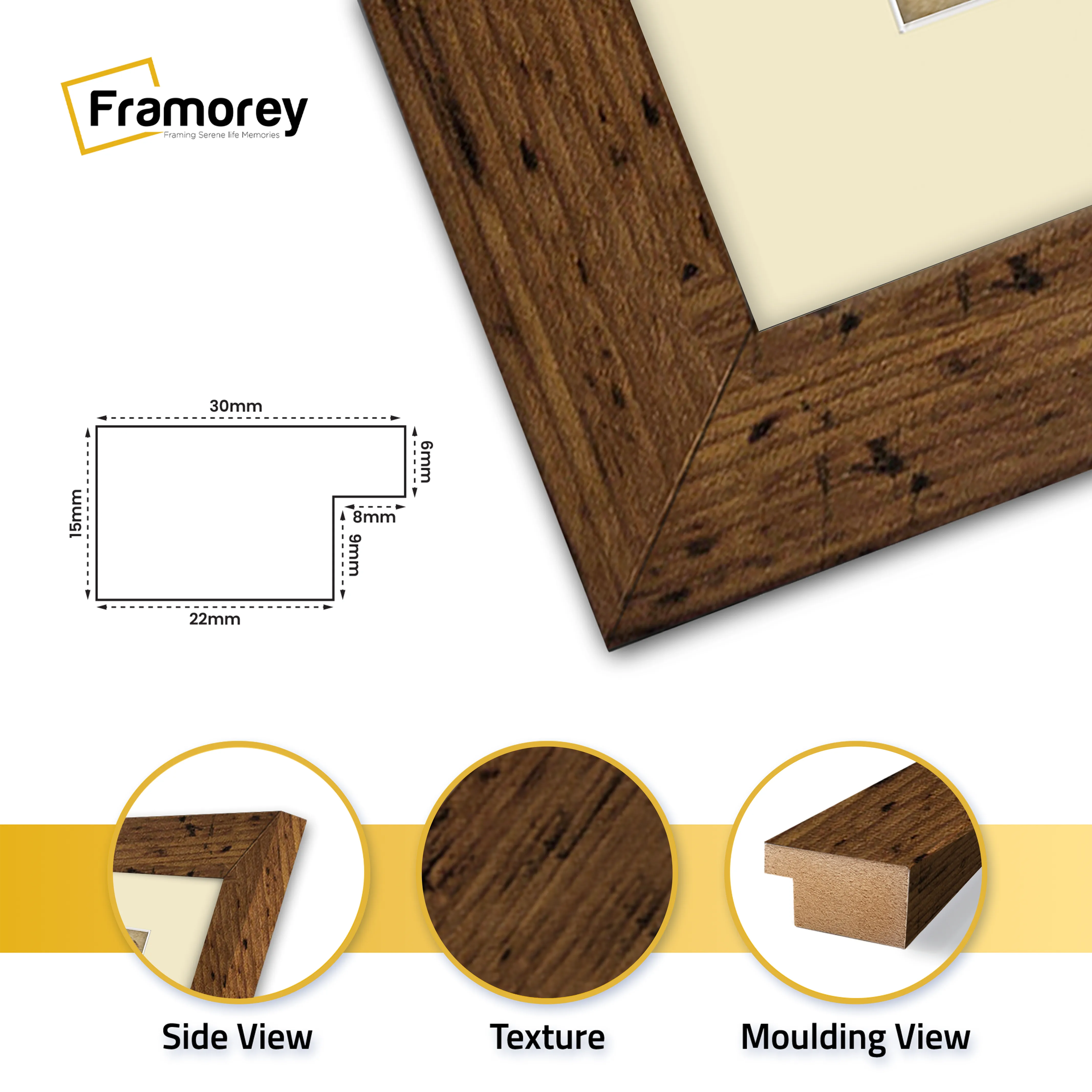 Panoramic Rustic Oak Picture Frame With Ivory Mount Wall D?cor Frame