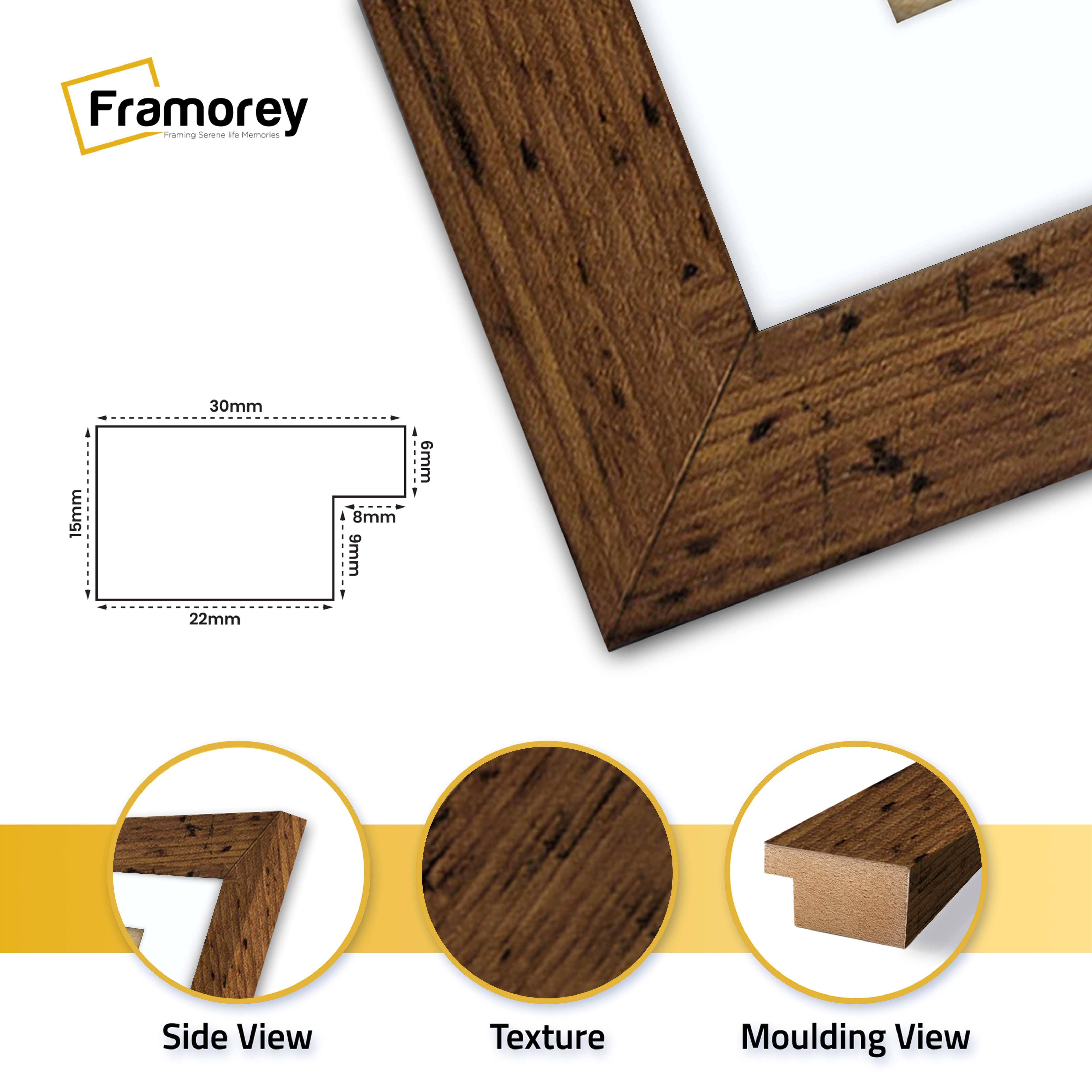 Rustic Oak Picture Frame With White Mount