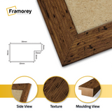 rustic oak photo frame close view showing wood texture and molding view