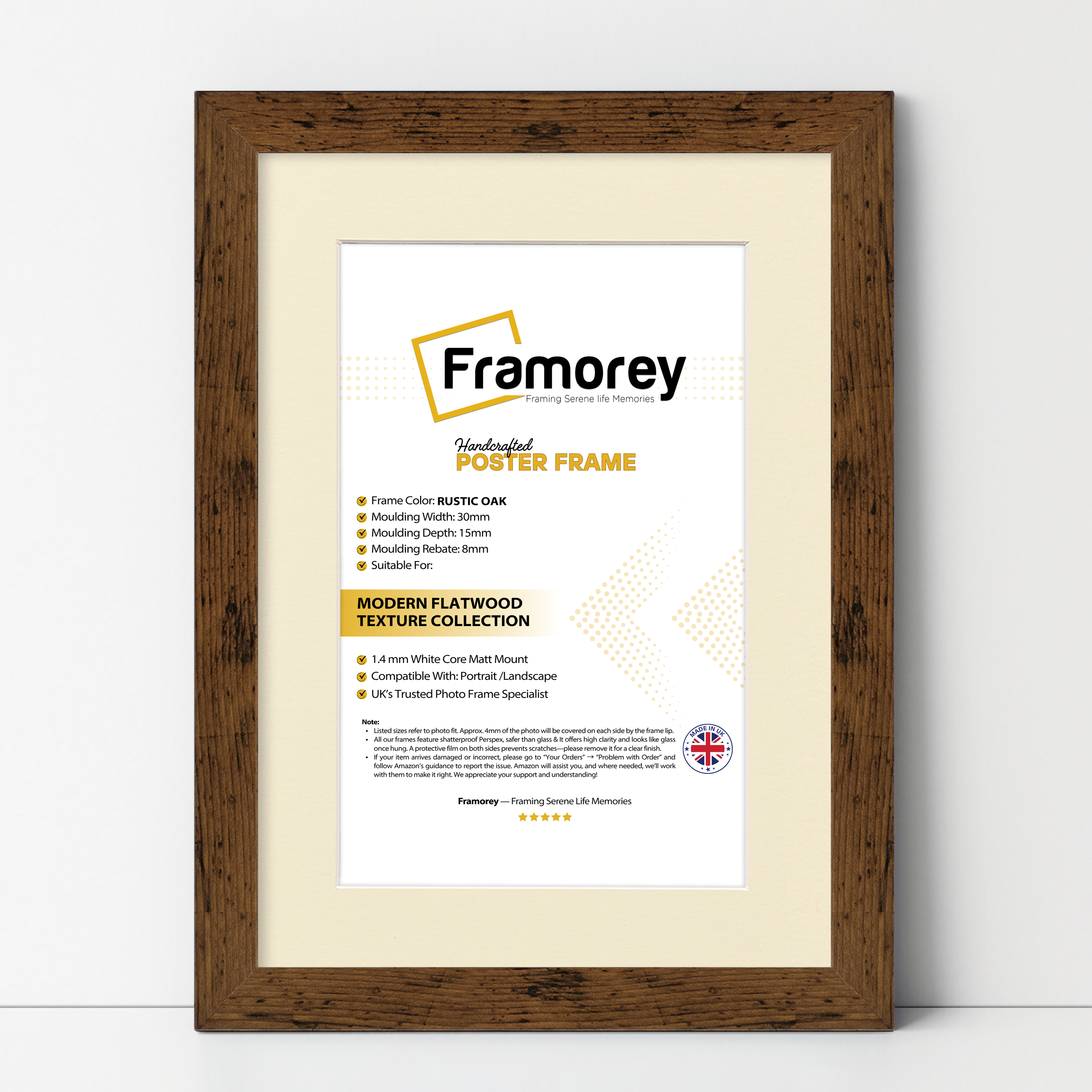 Rustic Oak Picture Frame With Ivory Mount