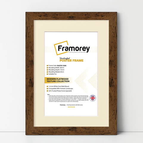 Rustic Oak Picture Frame With Ivory Mount