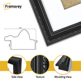close view of black frame featuring side view texture and molding view