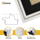 White Shabby Ornate Picture Frame Wall Art Frames With Black Mount