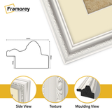 White Shabby Ornate Picture Frame With Ivory Mount Photo Frames