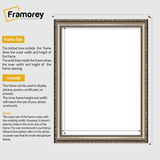 Shabby gun metal picture frame size guide showing how to measure correct frame size and internal dimensions