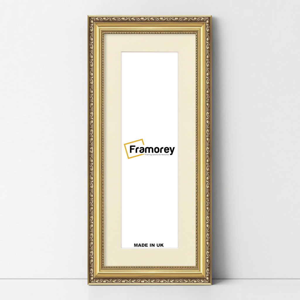 Panoramic Size Gold Picture Frame Shabby Wall Frames With Ivory Mount