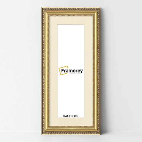 Panoramic Size Gold Picture Frame Shabby Wall Frames With Ivory Mount