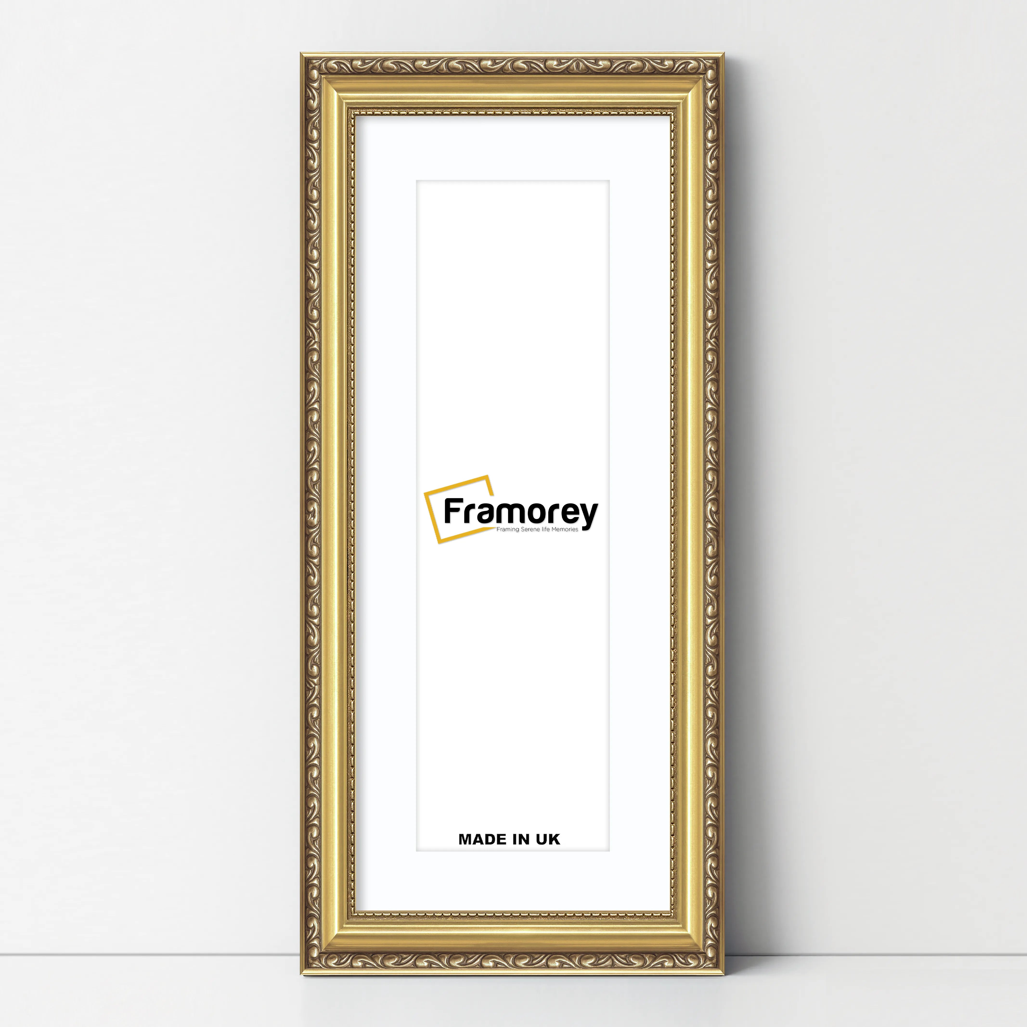 Panoramic Size Gold Picture Frame Shabby Wall Frames With White Mount