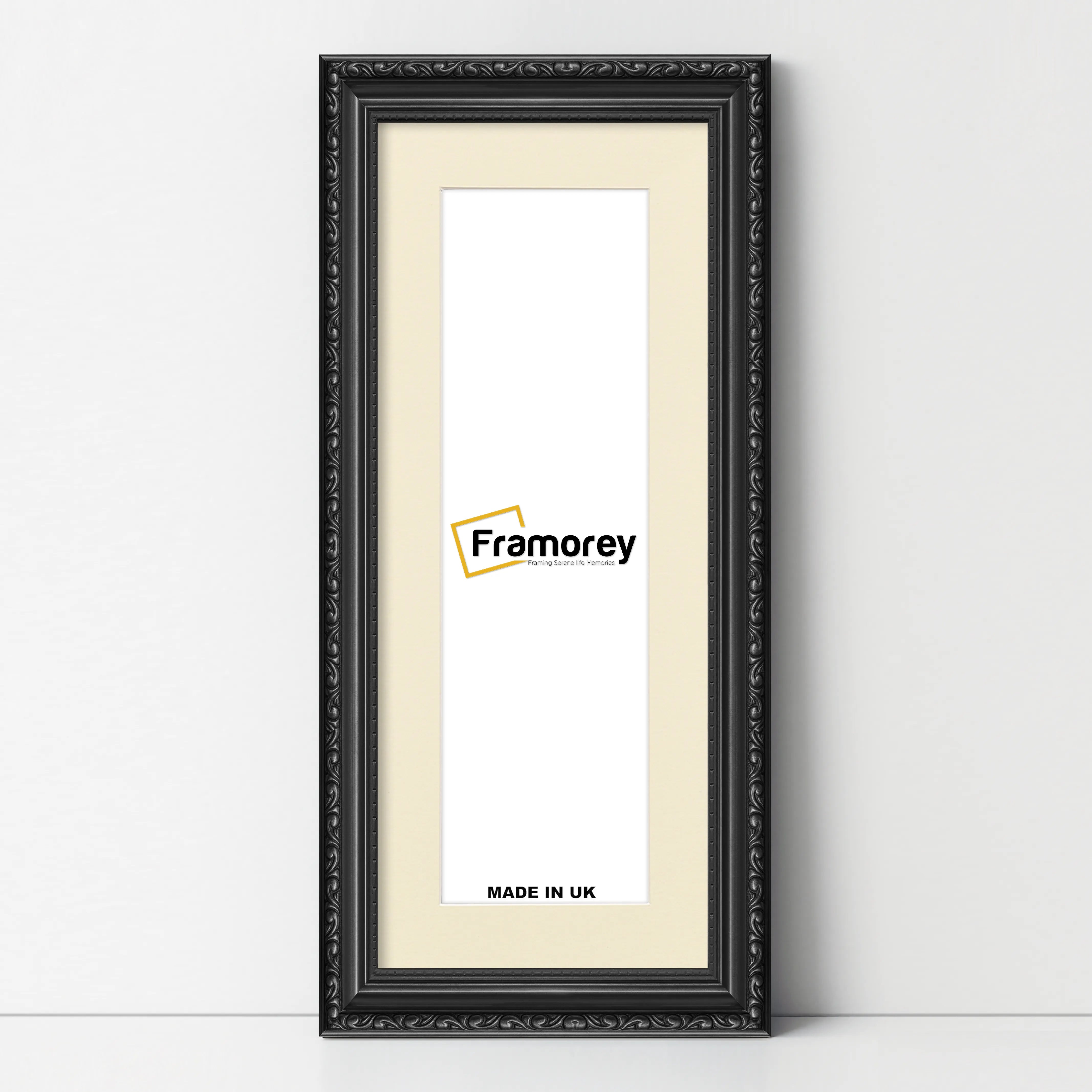 Panoramic Size Black Picture Frame Shabby Wall Frames With Ivory Mount
