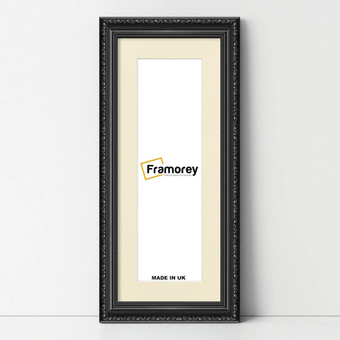 Panoramic Size Black Picture Frame Shabby Wall Frames With Ivory Mount