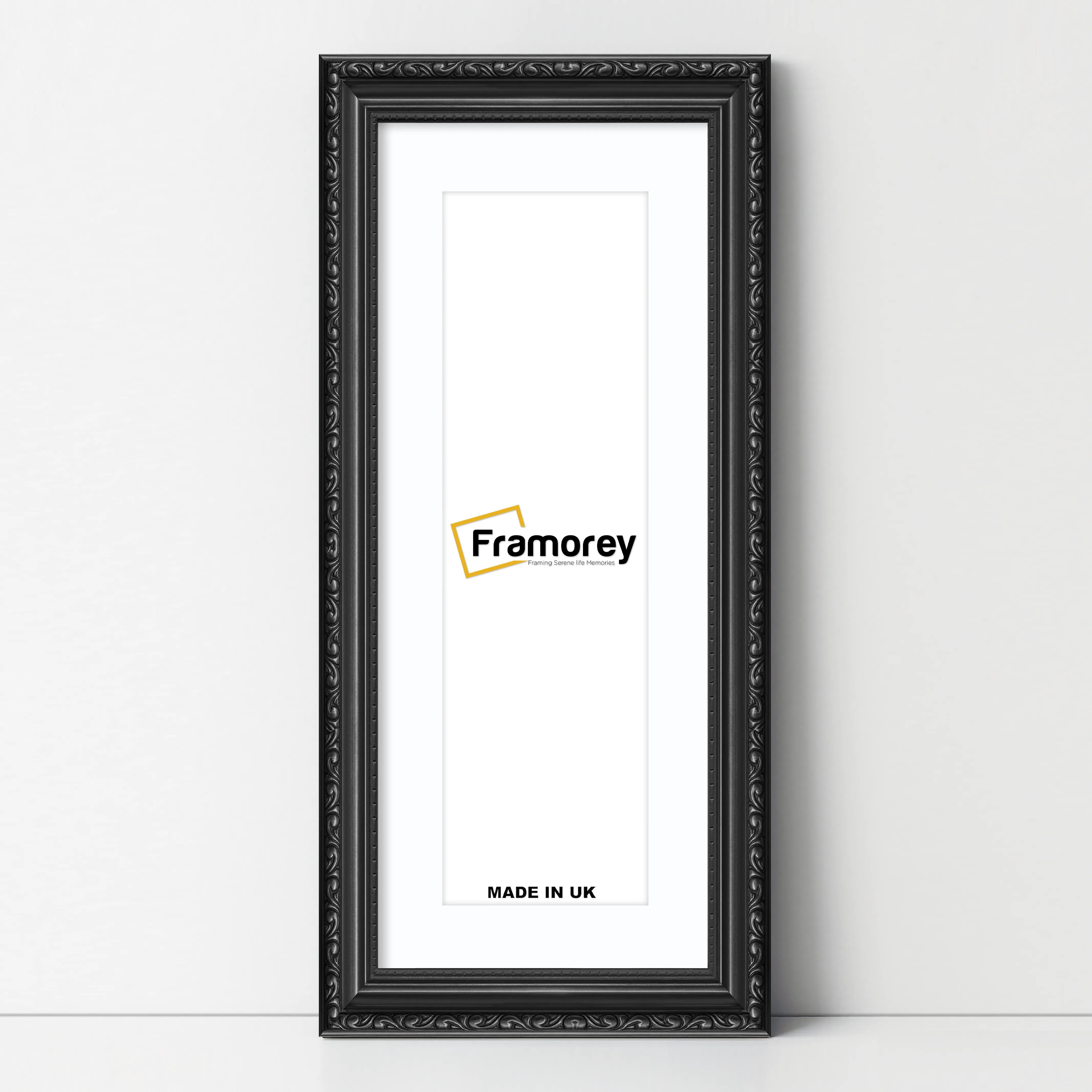 Panoramic Size Black Picture Frame Shabby Wall Frames With White Mount
