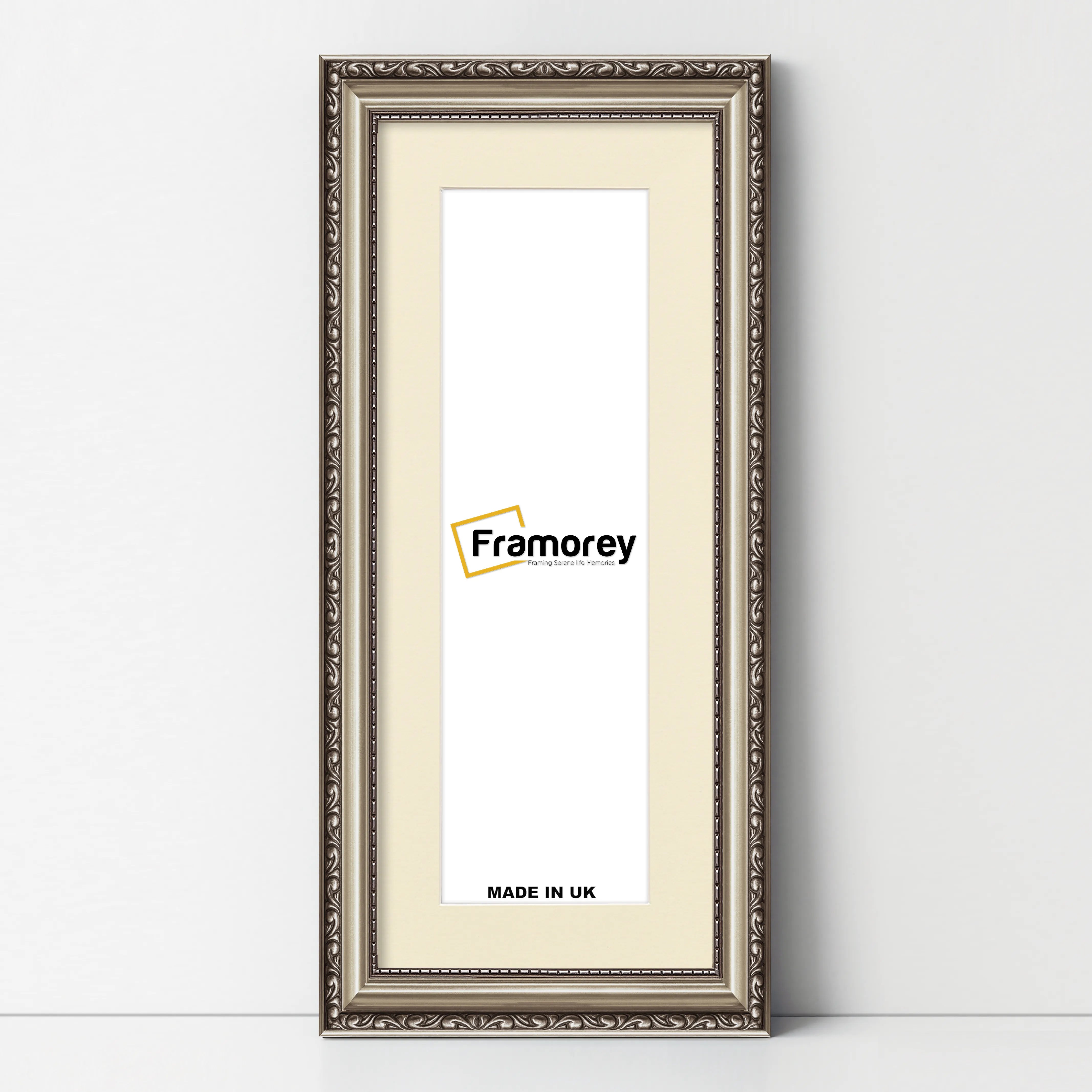 Panoramic Gun Metal Picture Frame Shabby Wall Frames With Ivory Mount