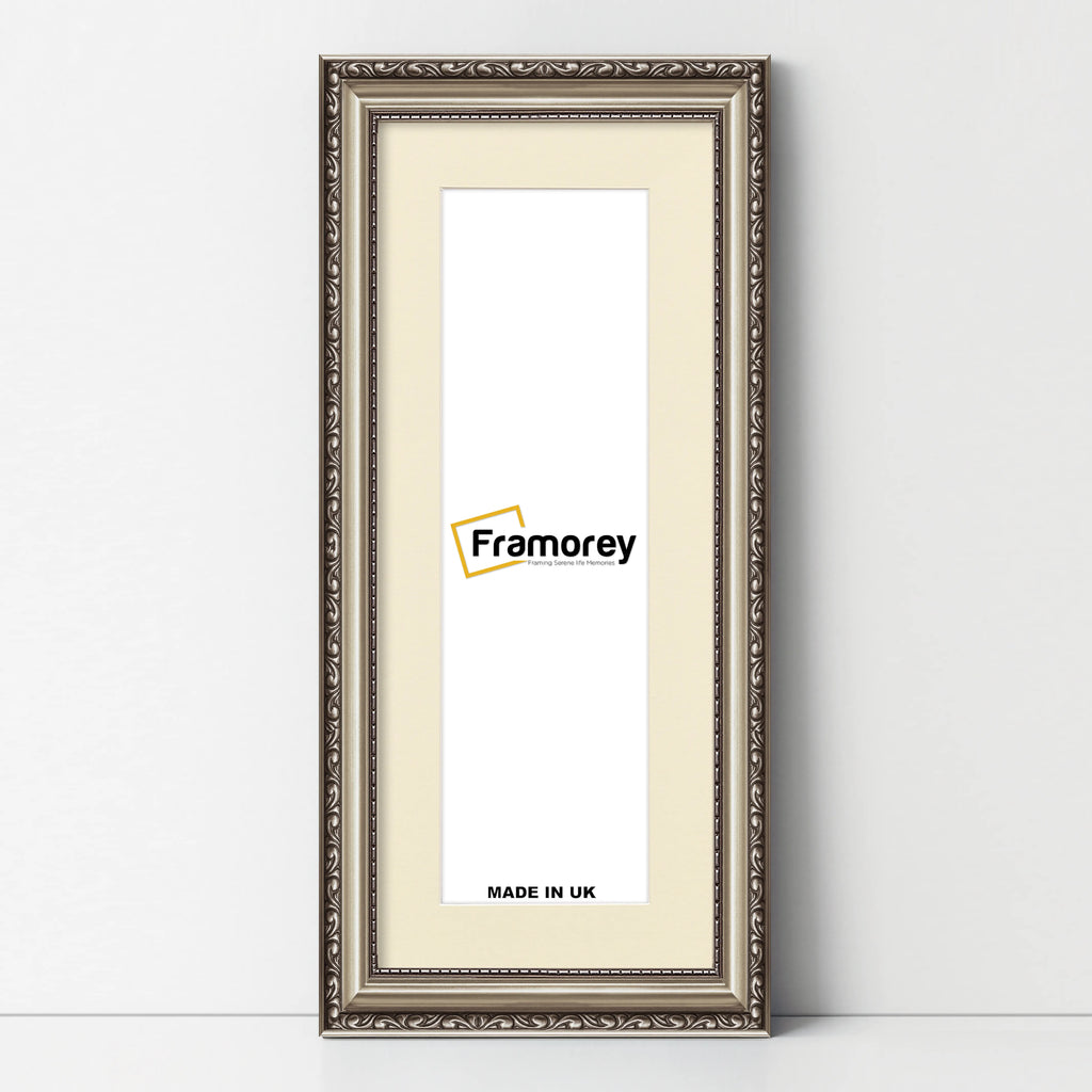 Panoramic Gun Metal Picture Frame Shabby Wall Frames With Ivory Mount