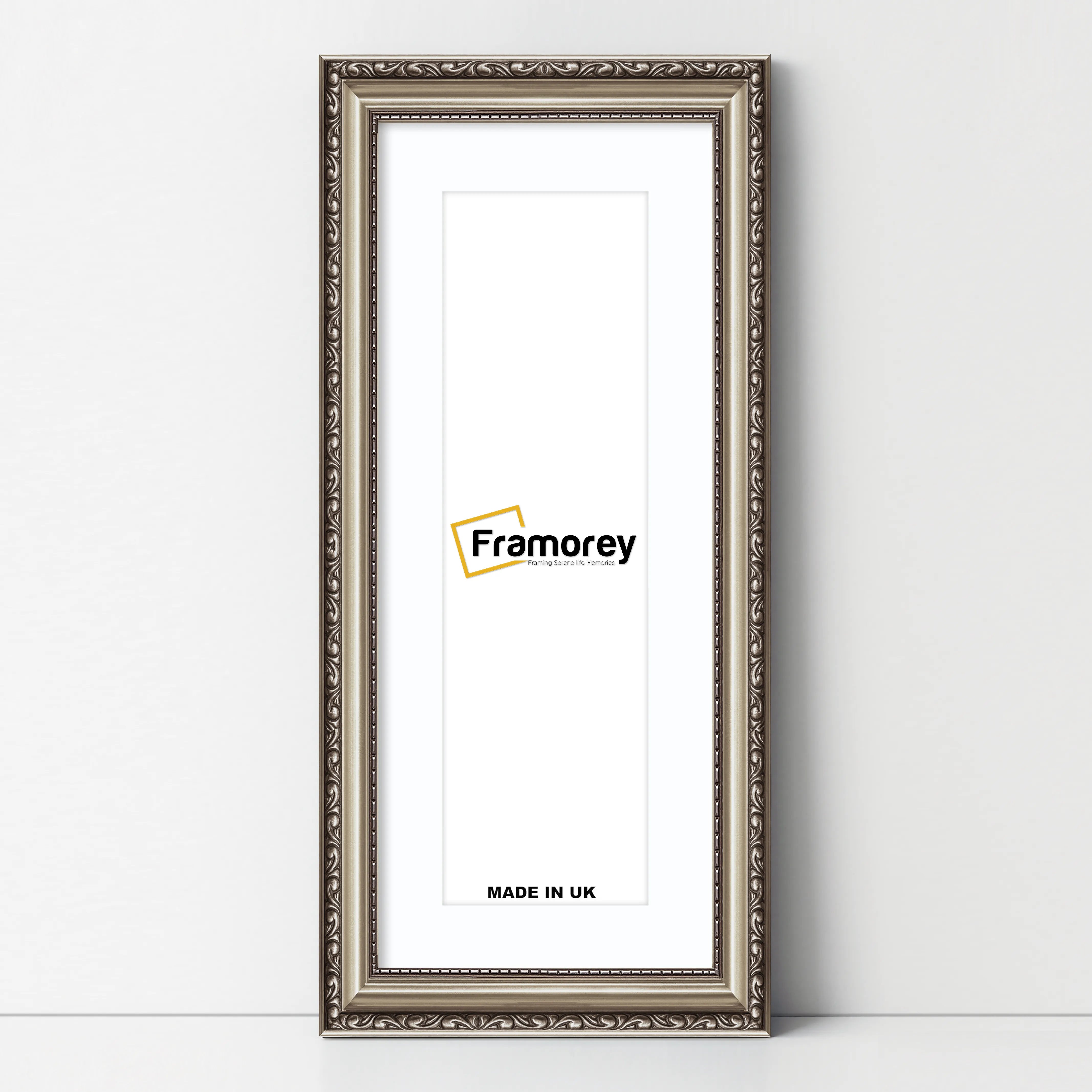 Panoramic Size Gun Metal Picture Frame Shabby Wall Frames With White Mount