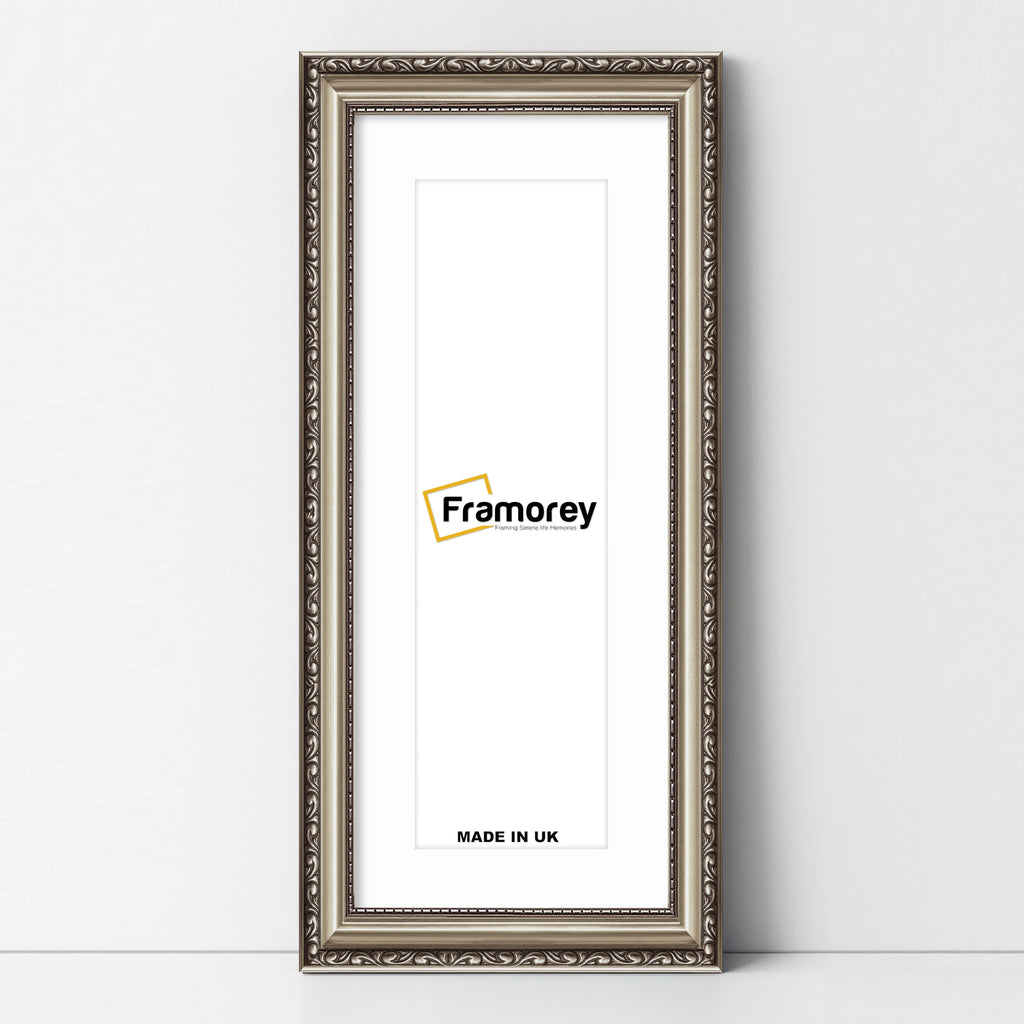 Panoramic Size Gun Metal Picture Frame Shabby Wall Frames With White Mount
