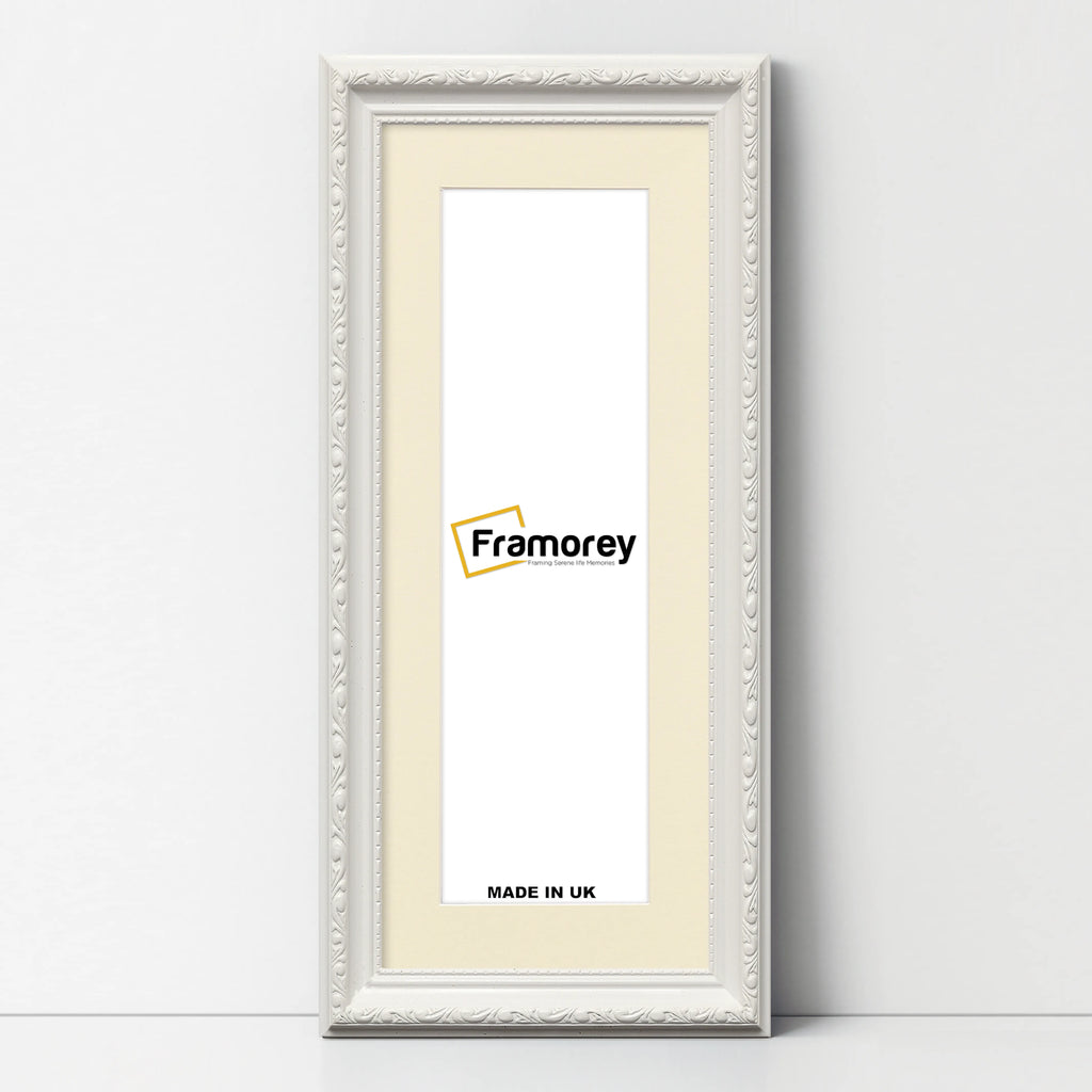 Panoramic Size White Picture Frame Shabby Wall Frames With Ivory Mount