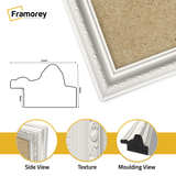 Close‑up view of a shabby chic gun metal picture frame showing detailed texture and molding finish