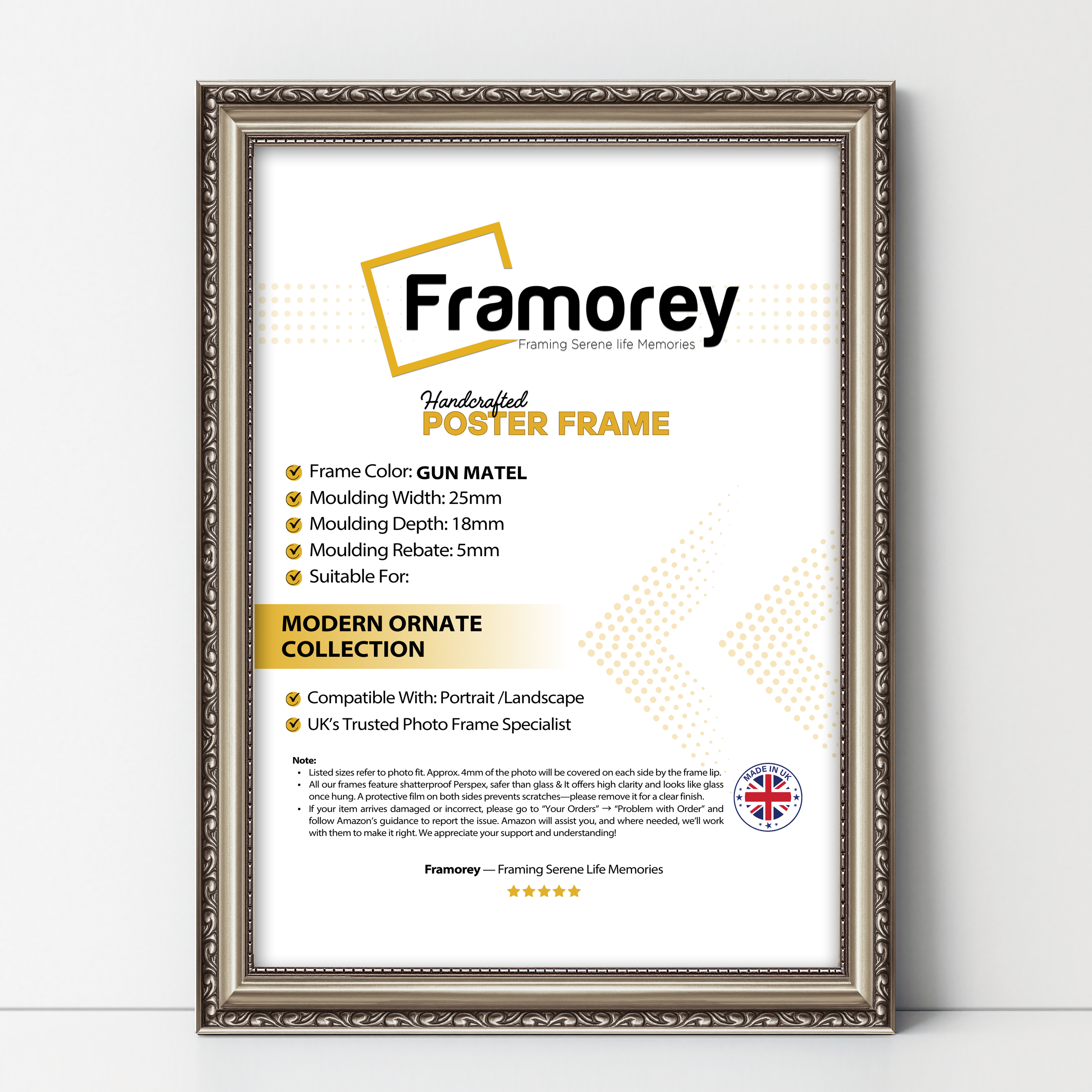 Gun Metal Shabby Chic Photo Frames Picture Frame