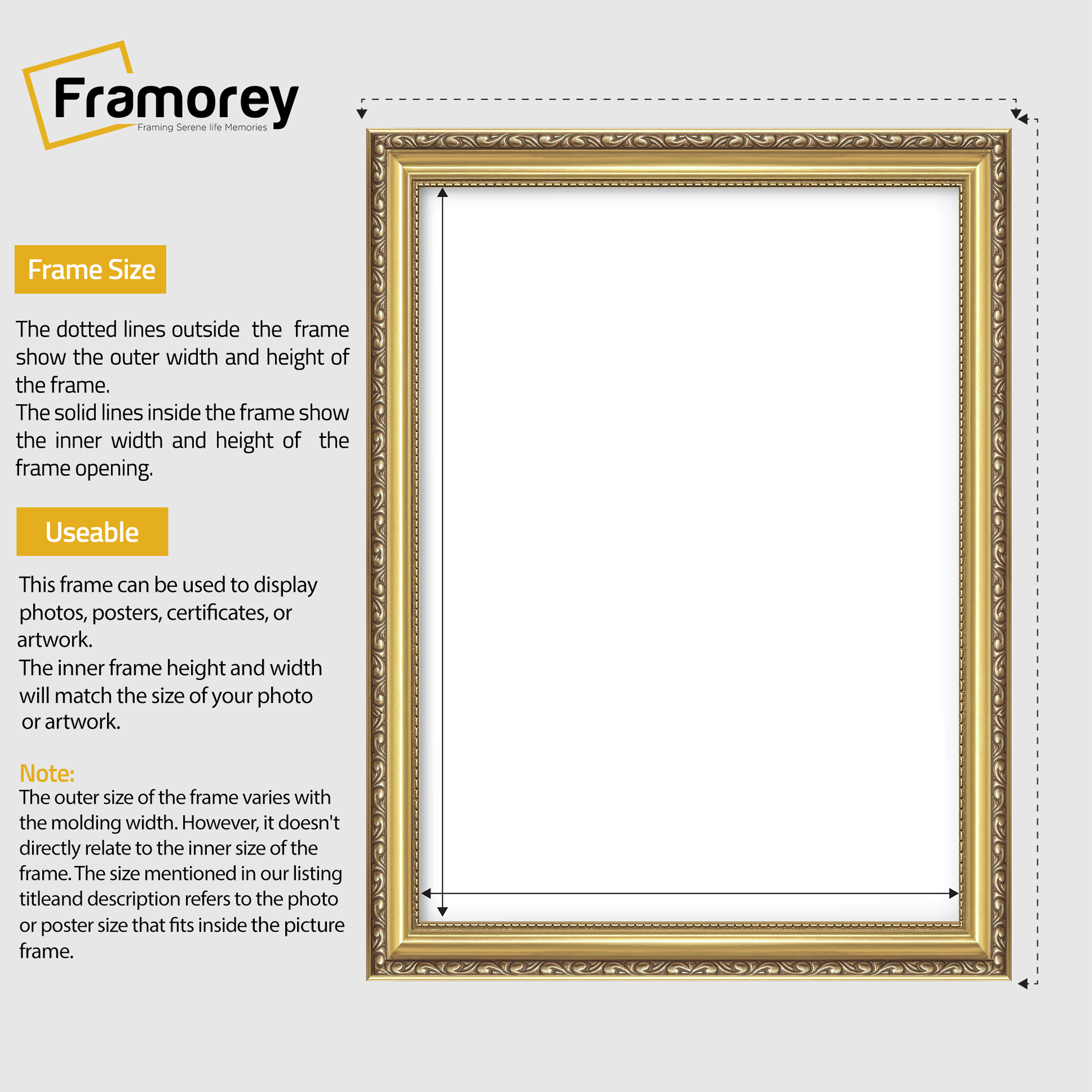 Gold Shabby Chic Photo Frames Picture Frame