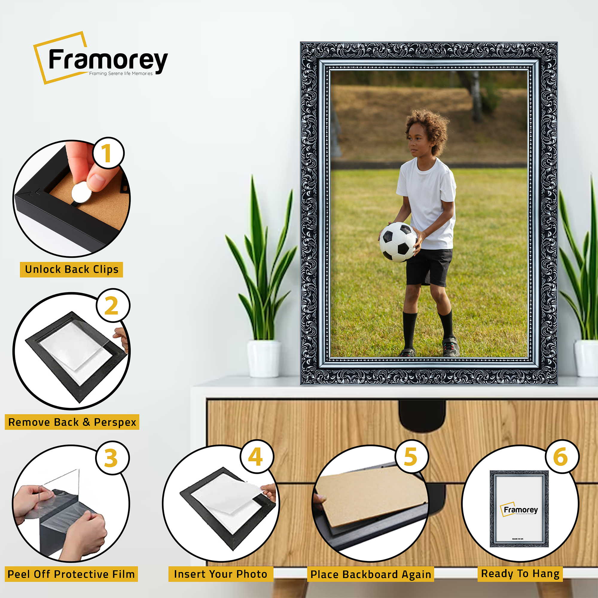 Silver Picture Frame Ornate Photo Frame Traditional Dahlia Poster Frame