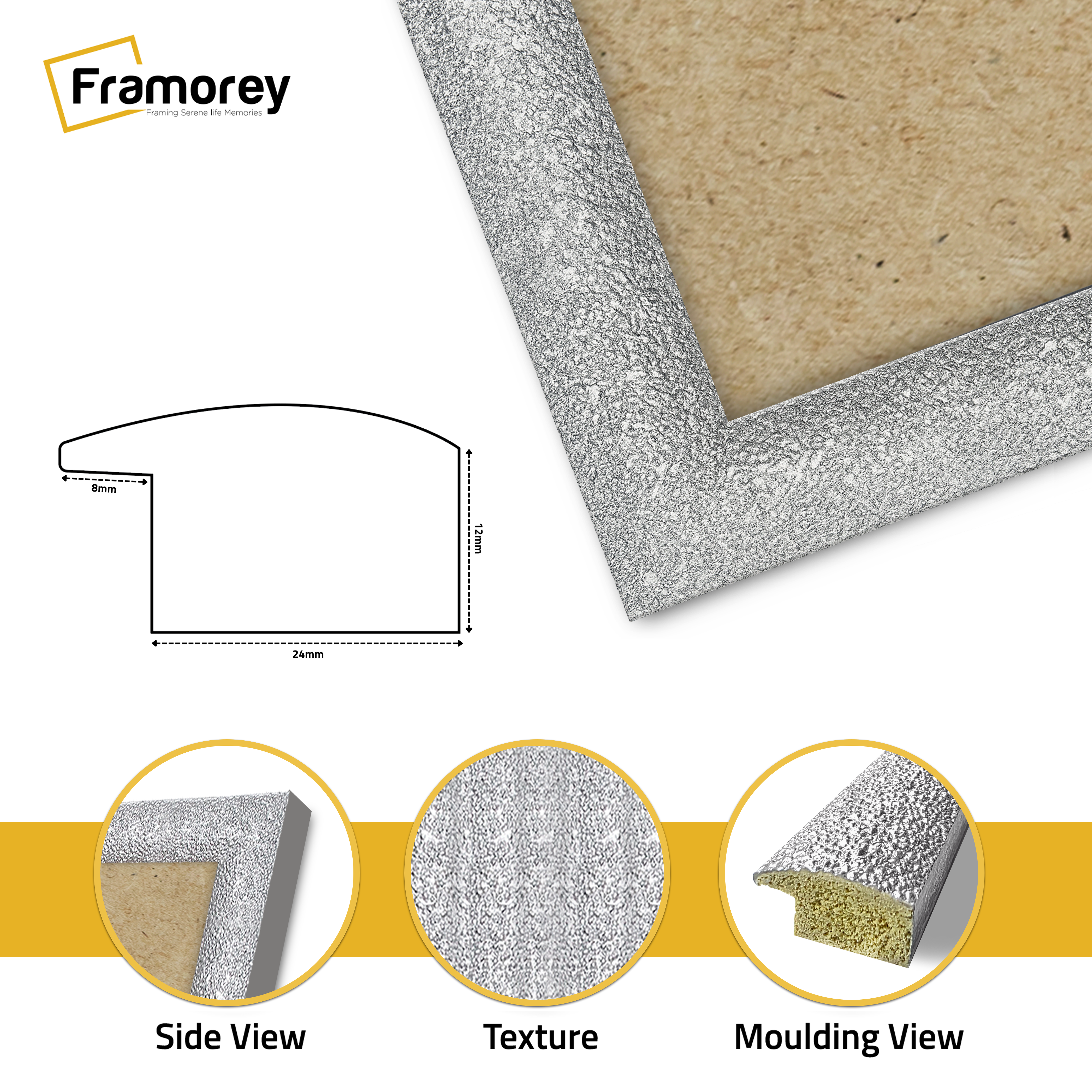 Glitter Sparkle Silver Picture Frame Photo Print Frame