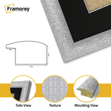 Glitter Sparkle Silver Picture Frame Photo Print Frame With Black Mount