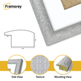close view of Silver Sparkle Poster frame featuring side view texture and molding view