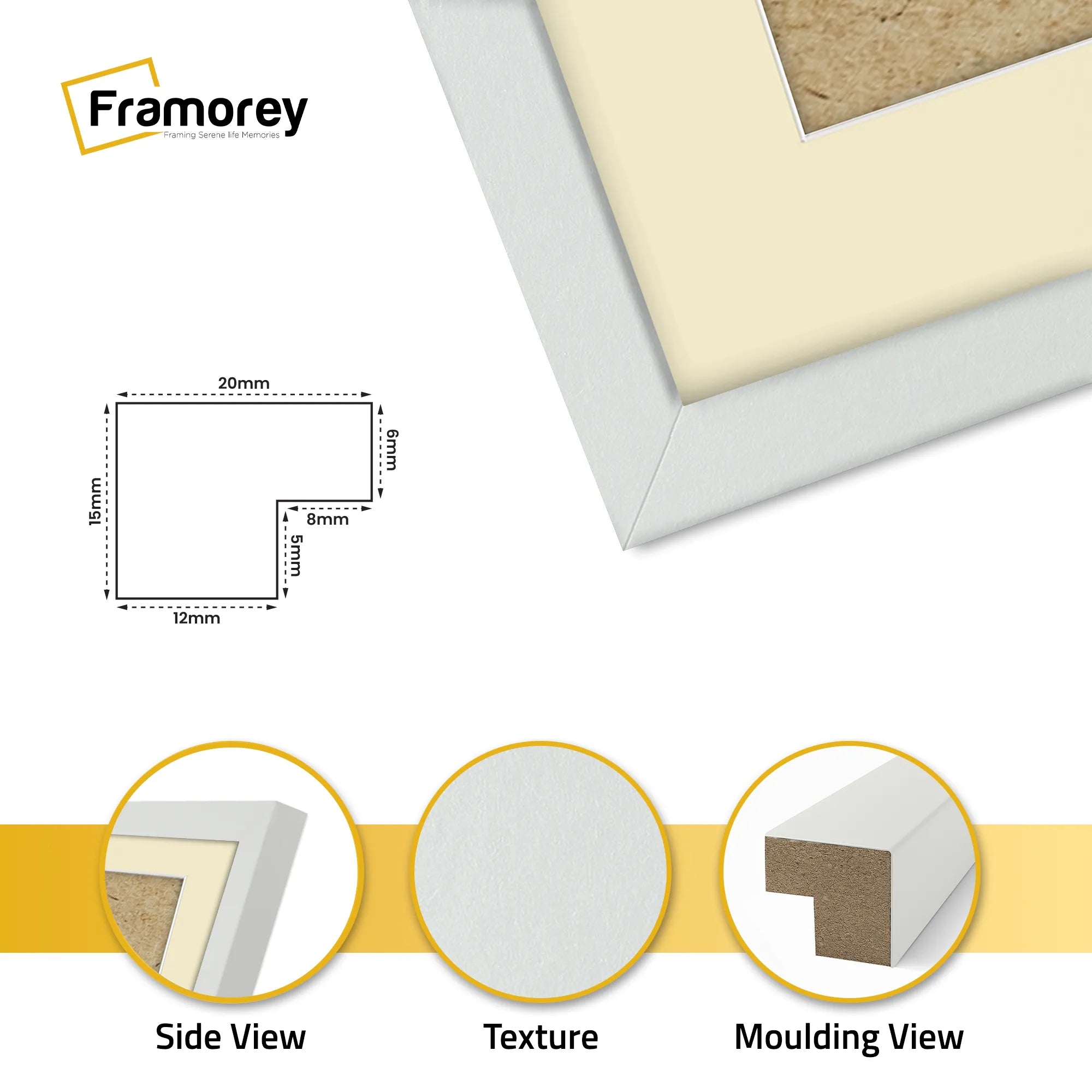 Thin Matt Panoramic Silver Picture Frames With Ivory Mount