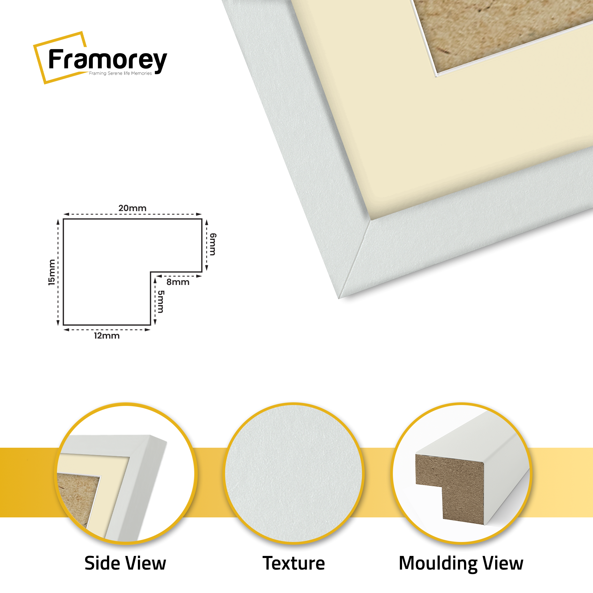 Thin Matt Silver Picture Frame With Ivory Mount