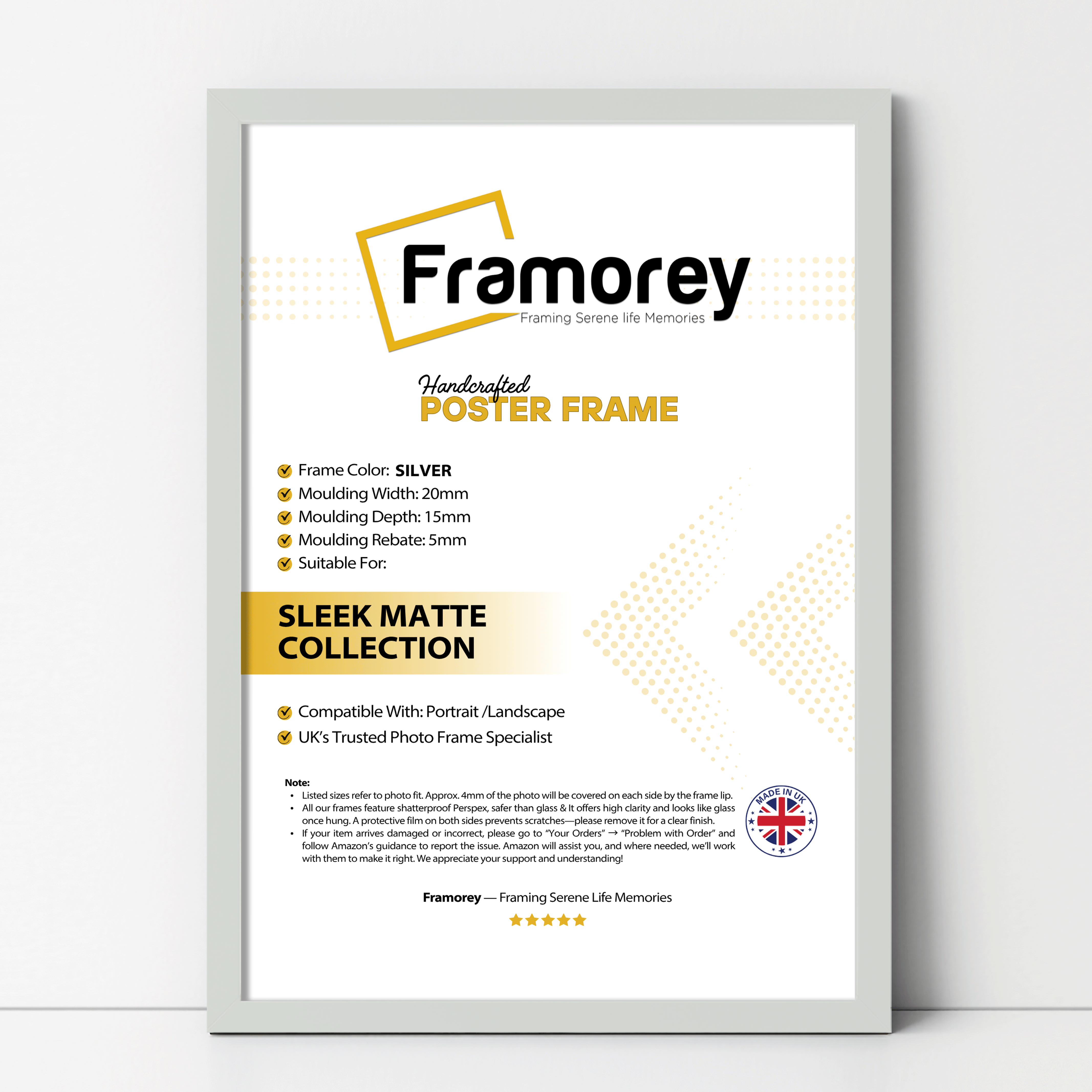 Silver Thin Matt  Picture Frame Poster Frames Wall Decor Frame