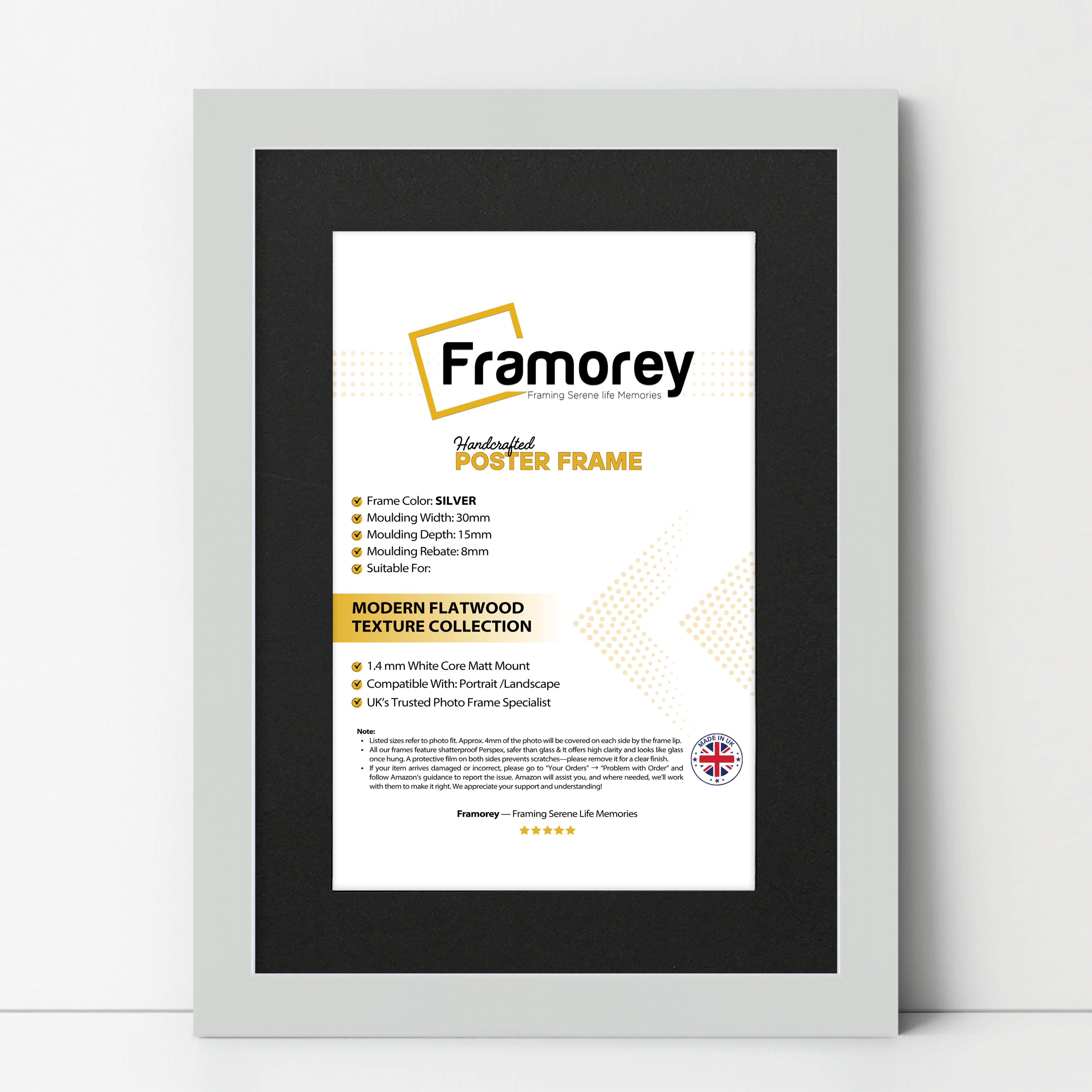 Silver Picture Frame with Black Mount