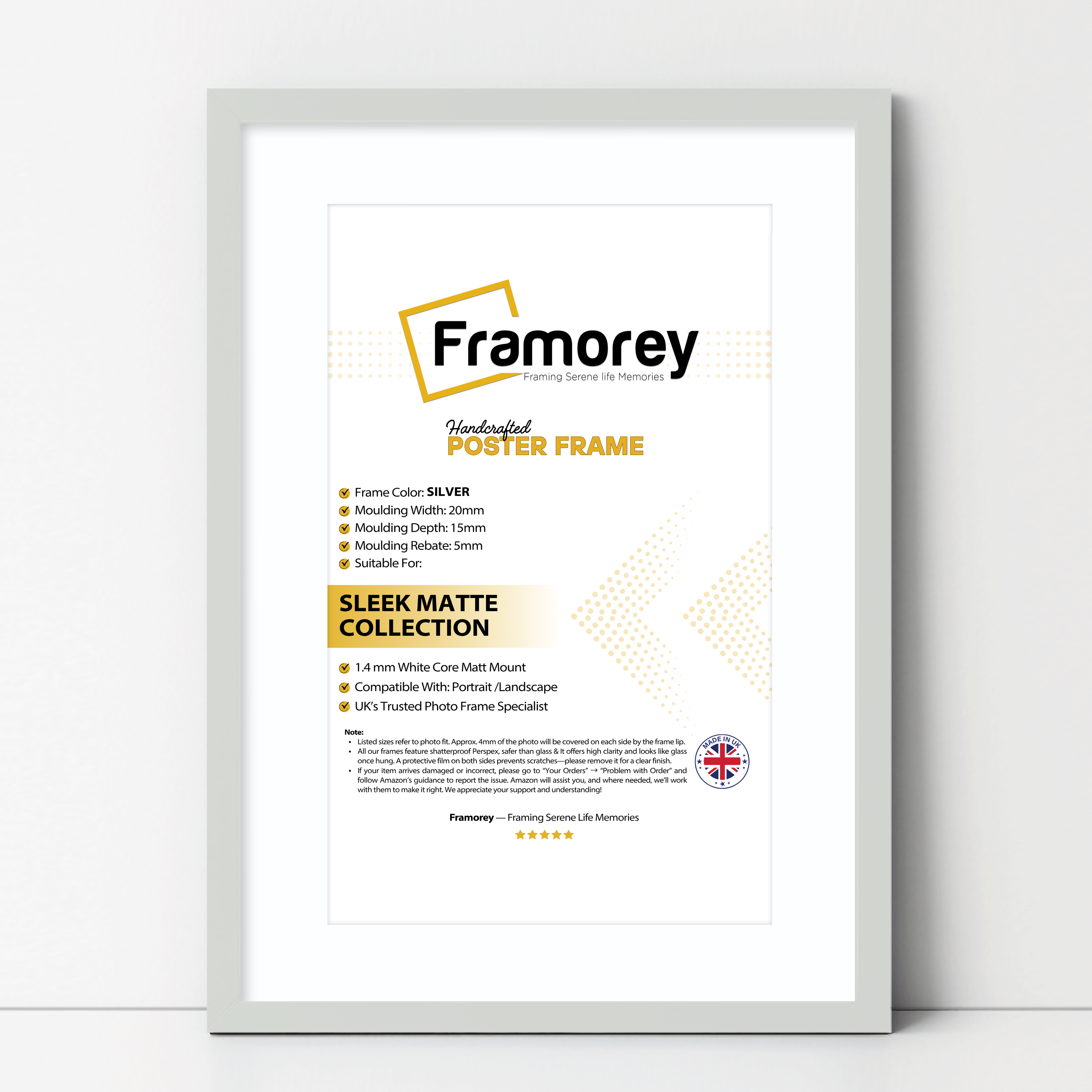 Thin Matt Silver Picture Frame With White Mount