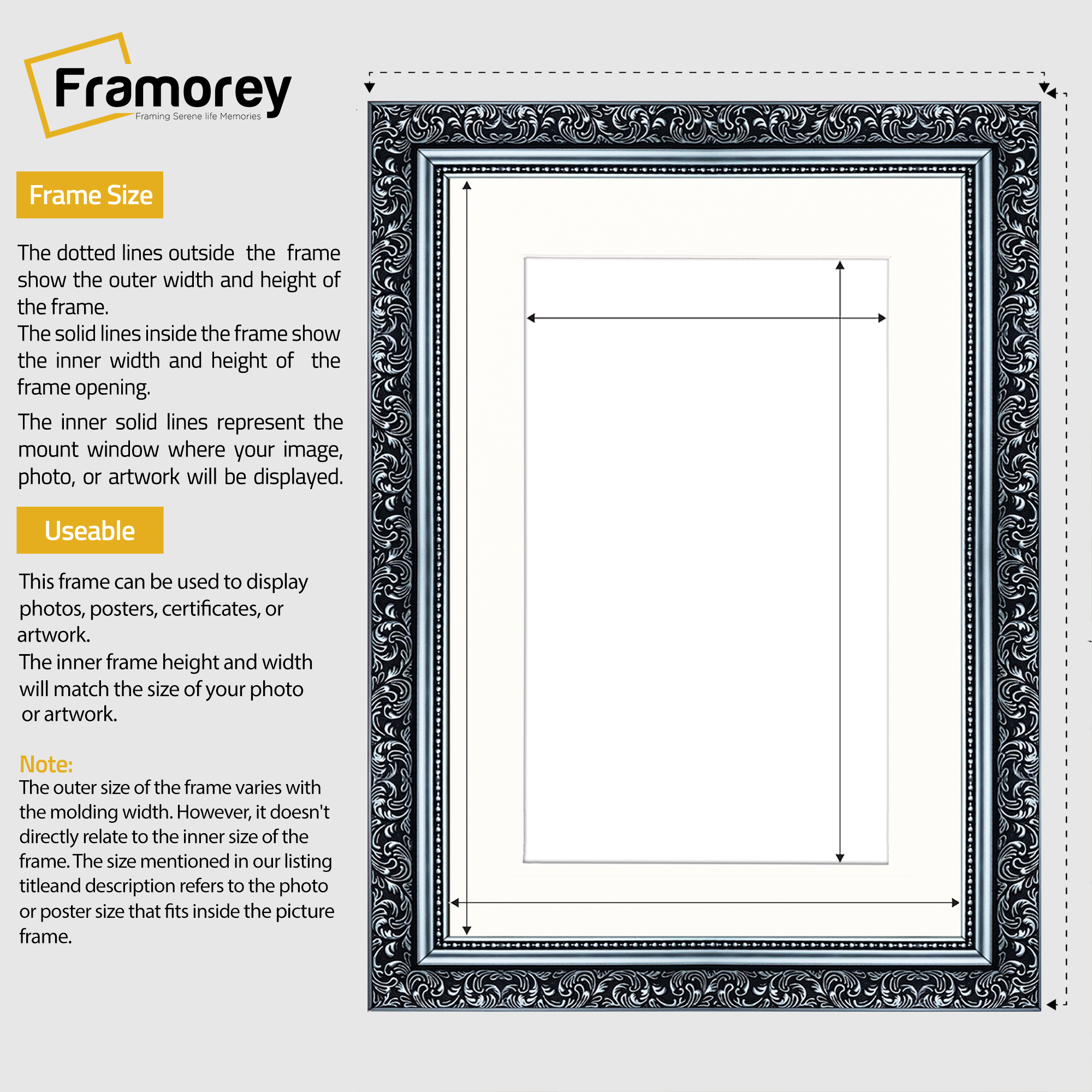 Silver Picture Frame Ornate Traditional Dahlia Photo Frame With White Mount