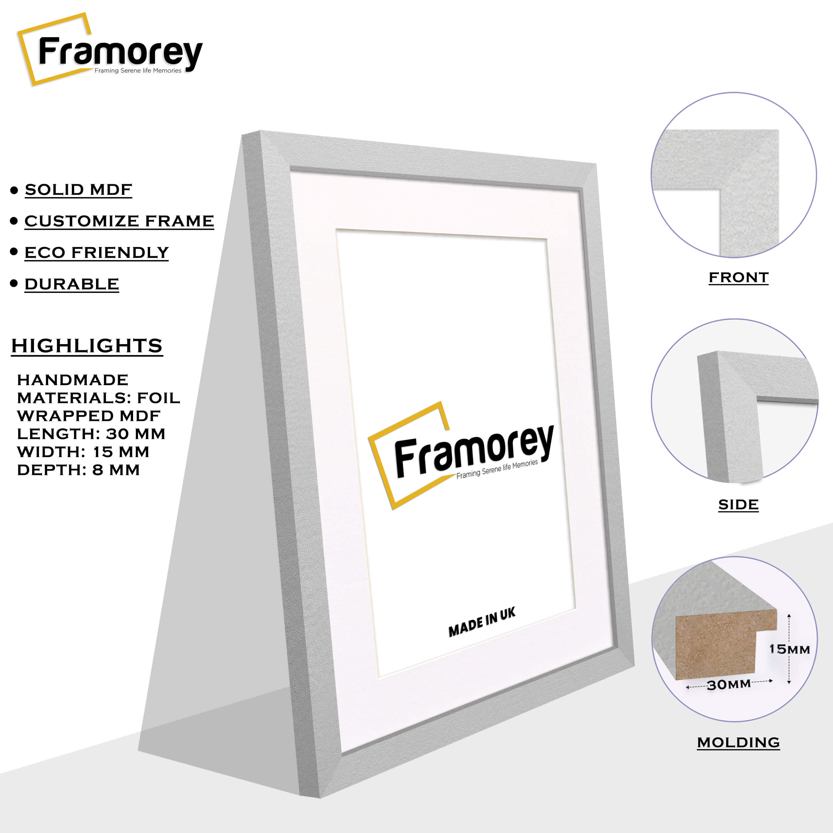 Silver Picture Frame With White Mount