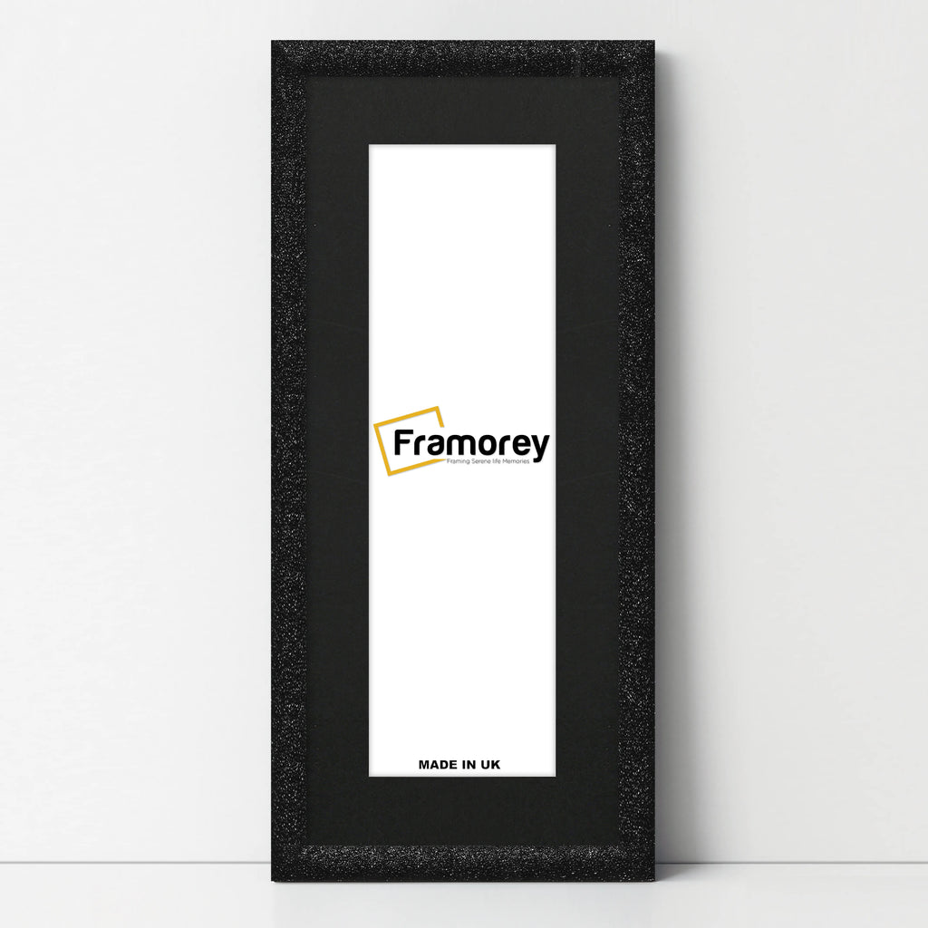 Panoramic Size Glitter Sparkle Black Photo Frames With Black Mount