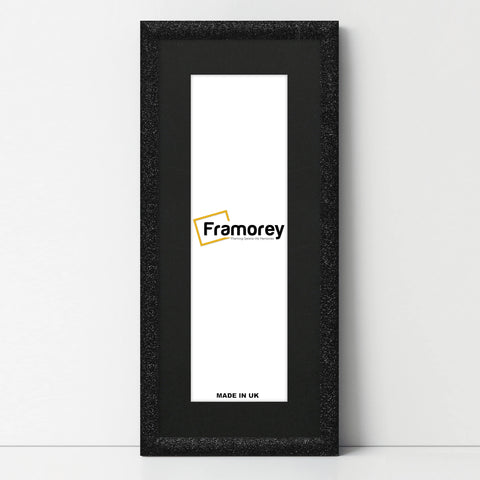 Panoramic Size Glitter Sparkle Black Photo Frames With Black Mount