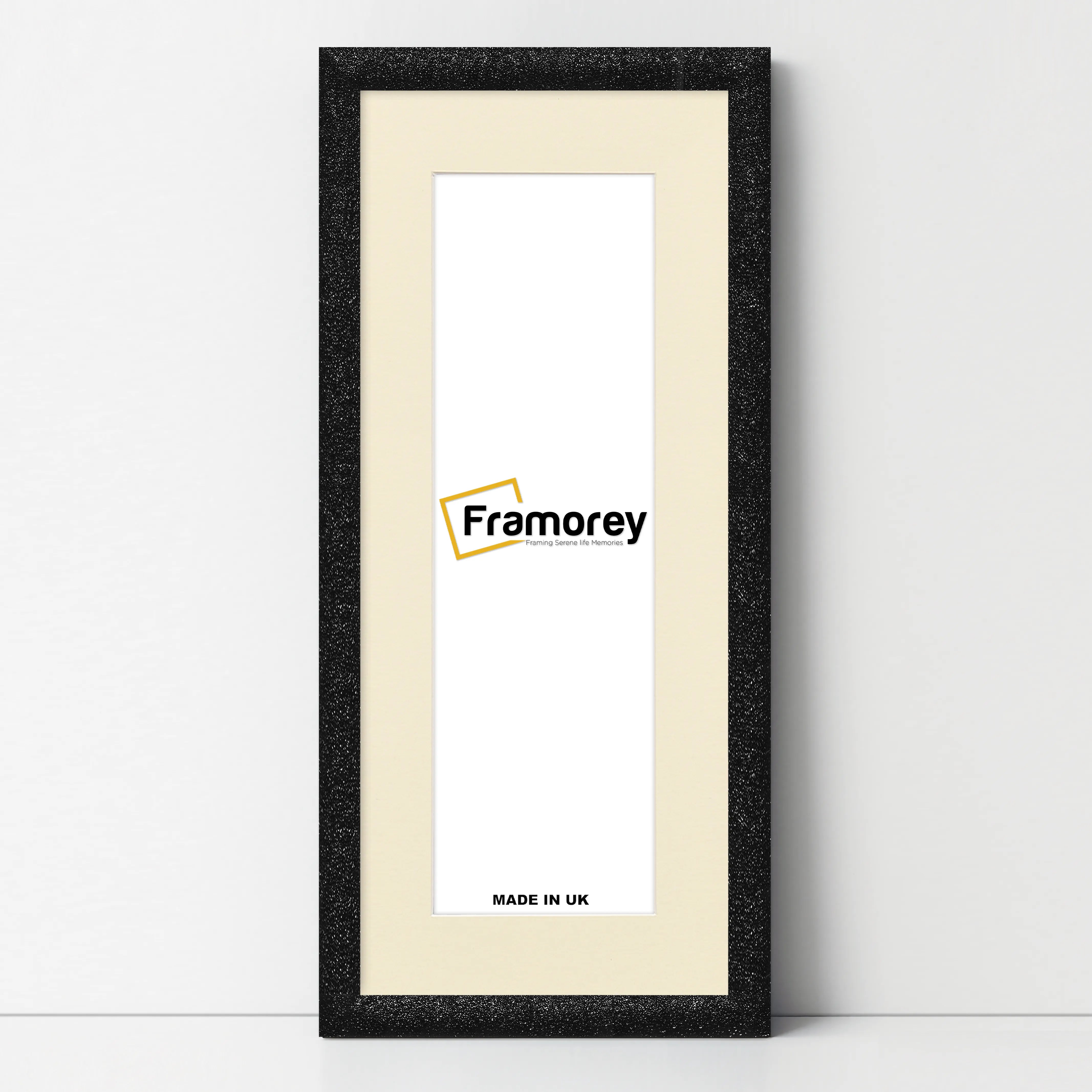 Panoramic Size Glitter Sparkle Black Photo Frames With Ivory Mount